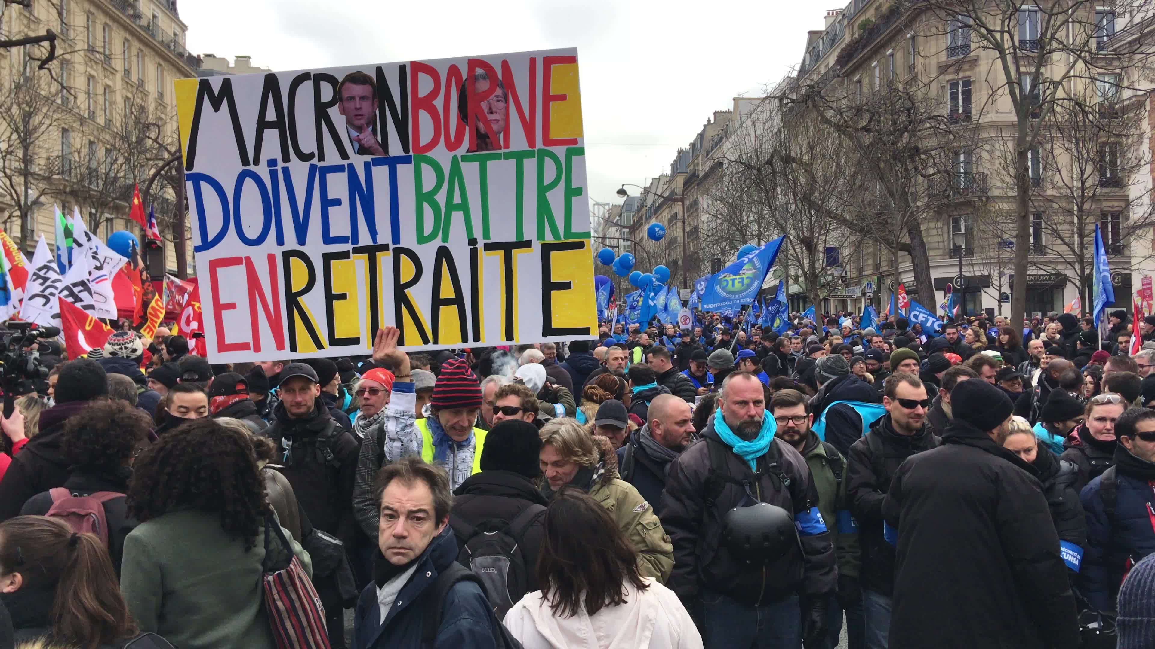Demonstration against the government's proposed pension reform in Paris