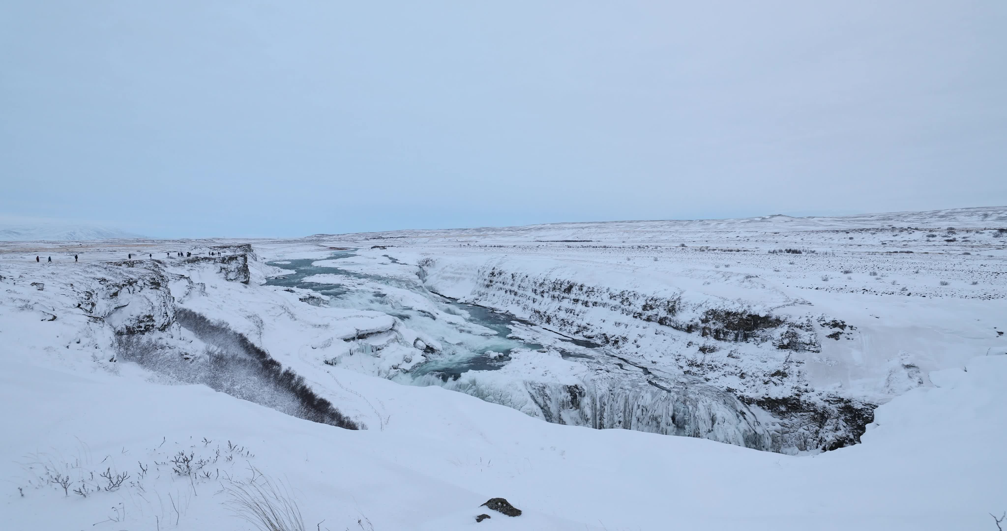 Gullfoss Waterfall In The Winter Time In Iceland