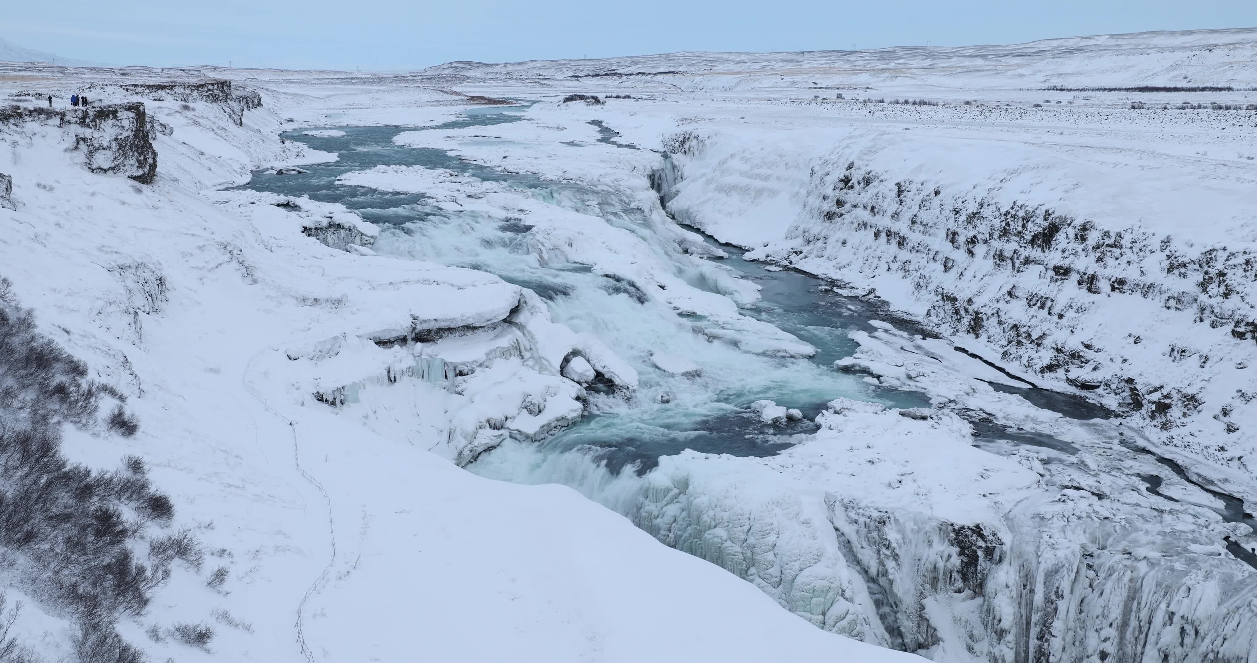 Gullfoss Waterfall In The Winter Time In Iceland