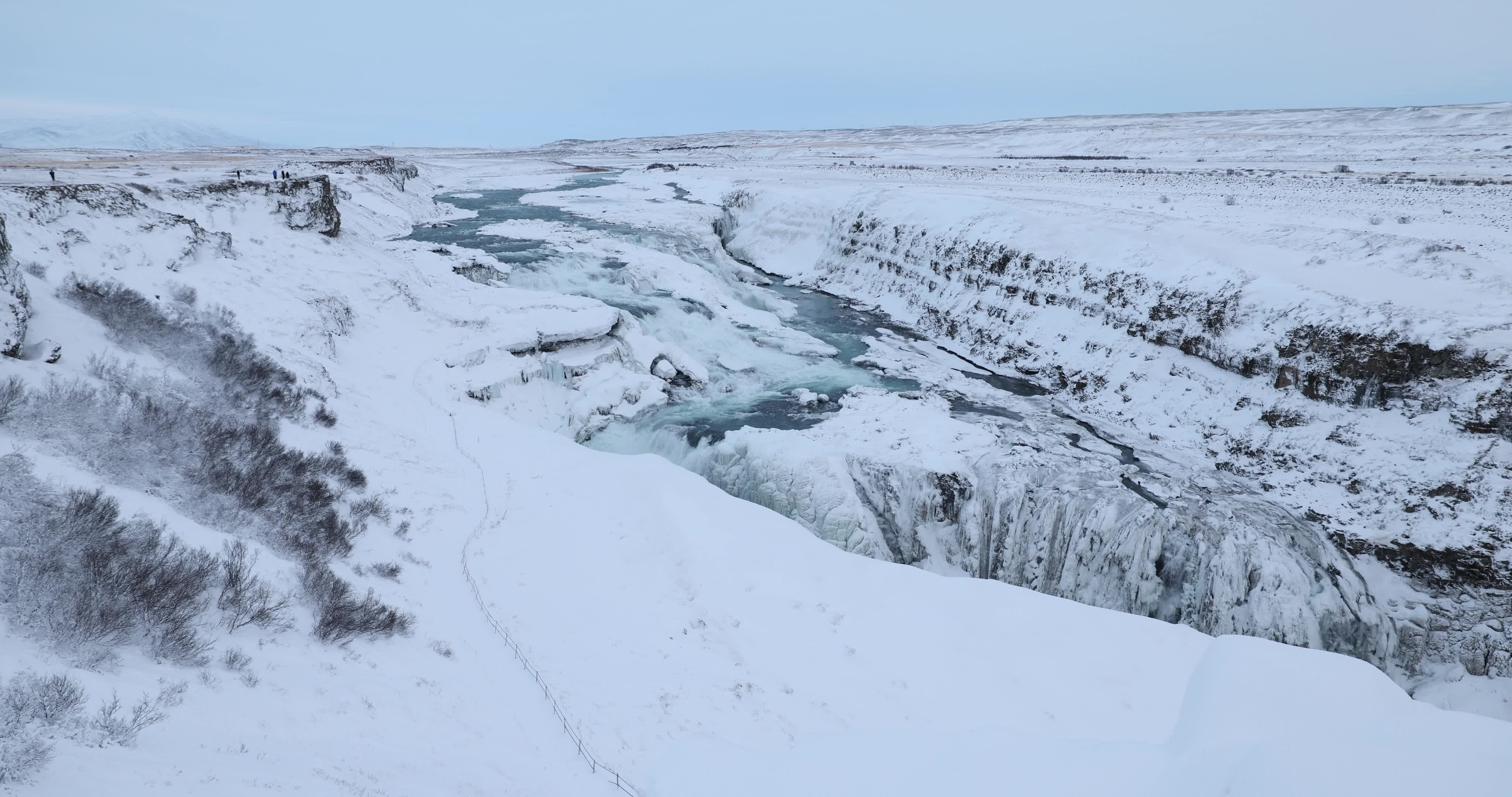 Gullfoss Waterfall In The Winter Time In Iceland