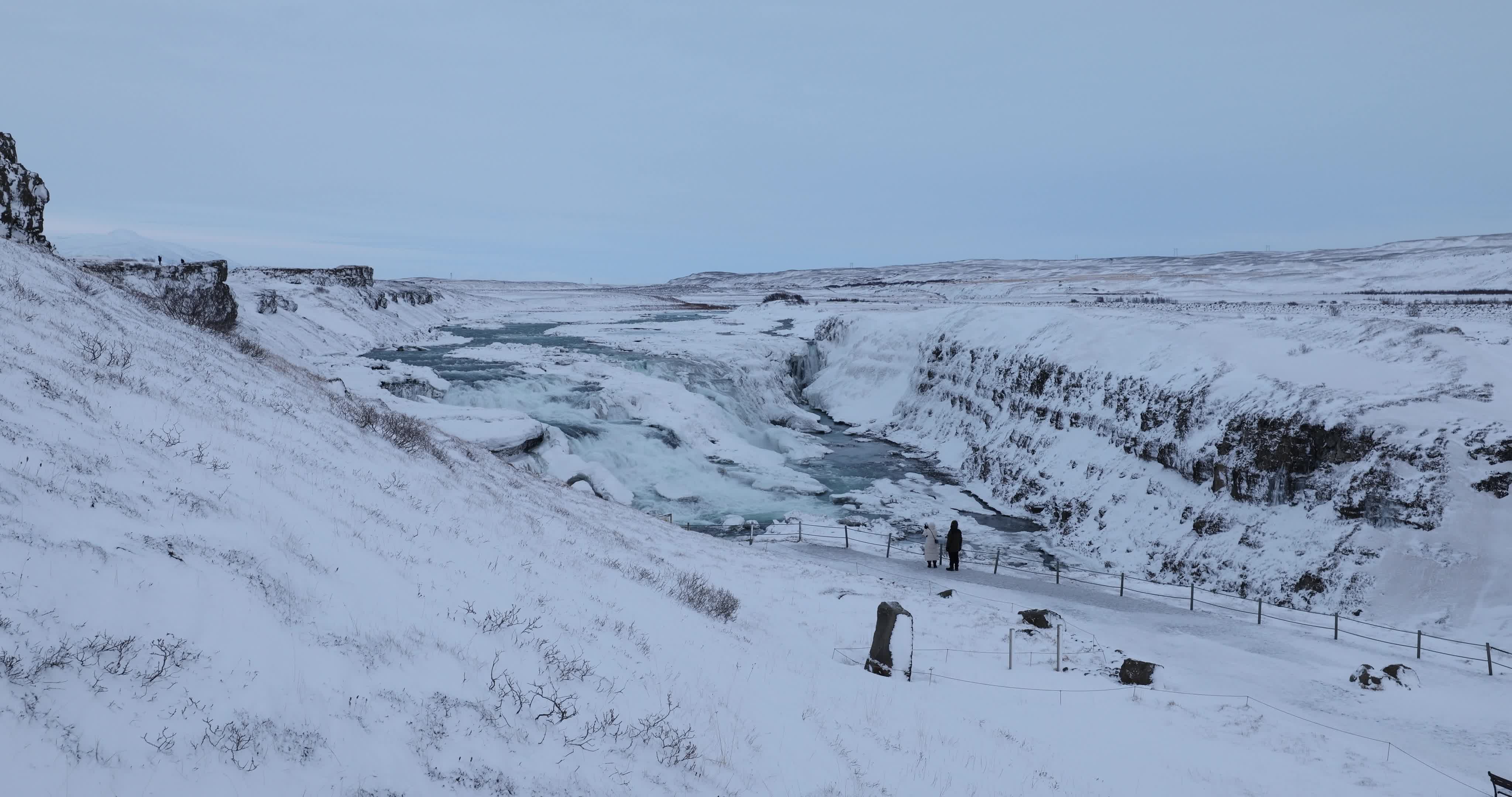 Gullfoss Waterfall In The Winter Time In Iceland