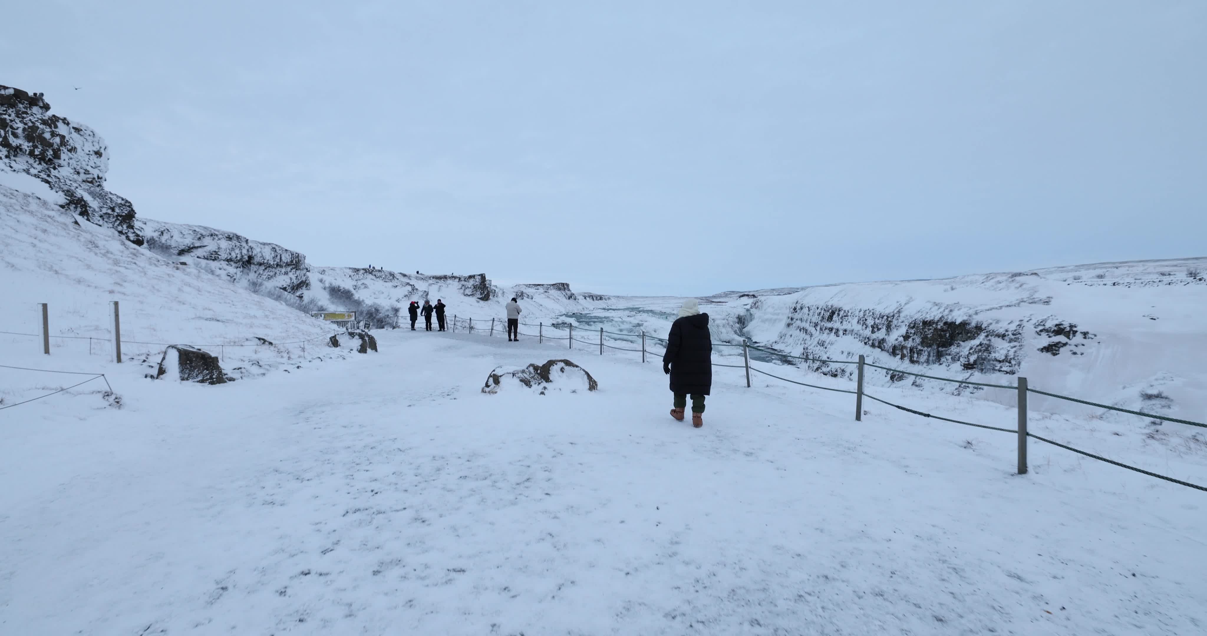 Gullfoss Waterfall In The Winter Time In Iceland