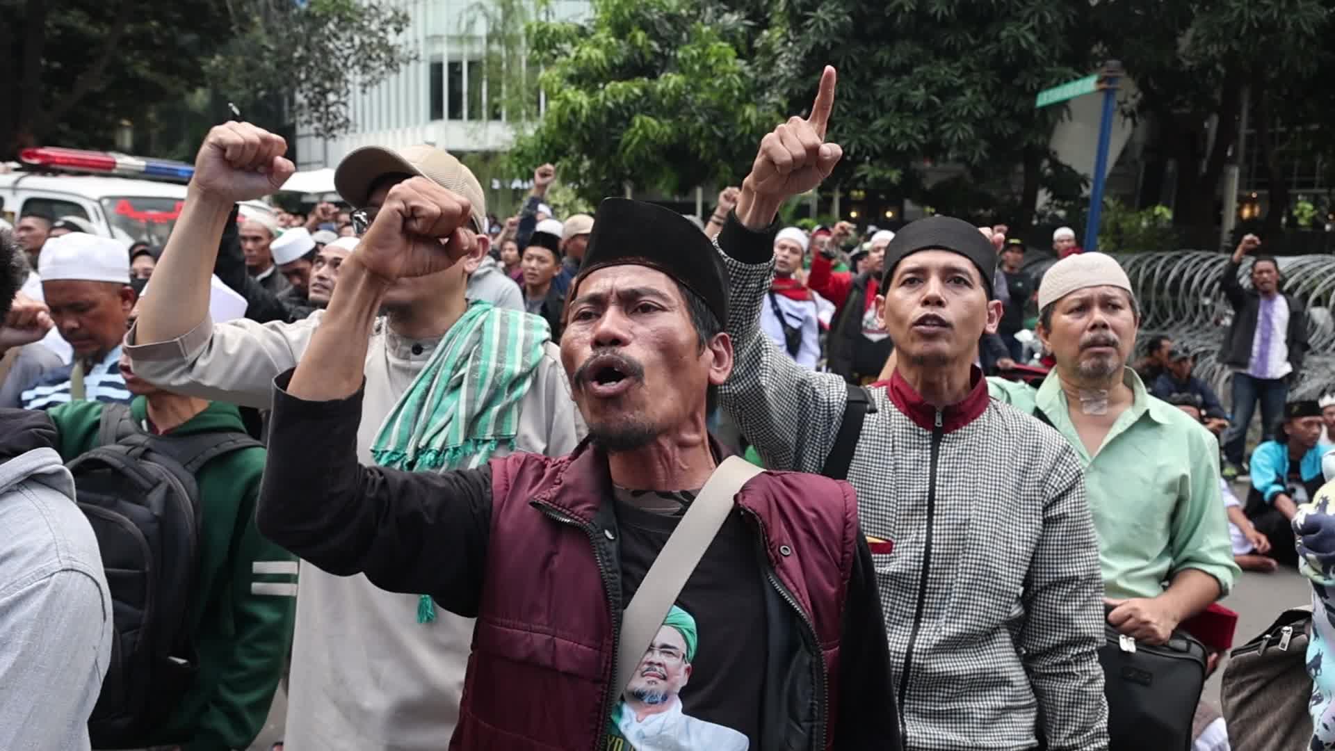 Protest Over Burning Qur'an Incident In Sweden Outside Swedish Embassy Building in Jakarta, Indonesia