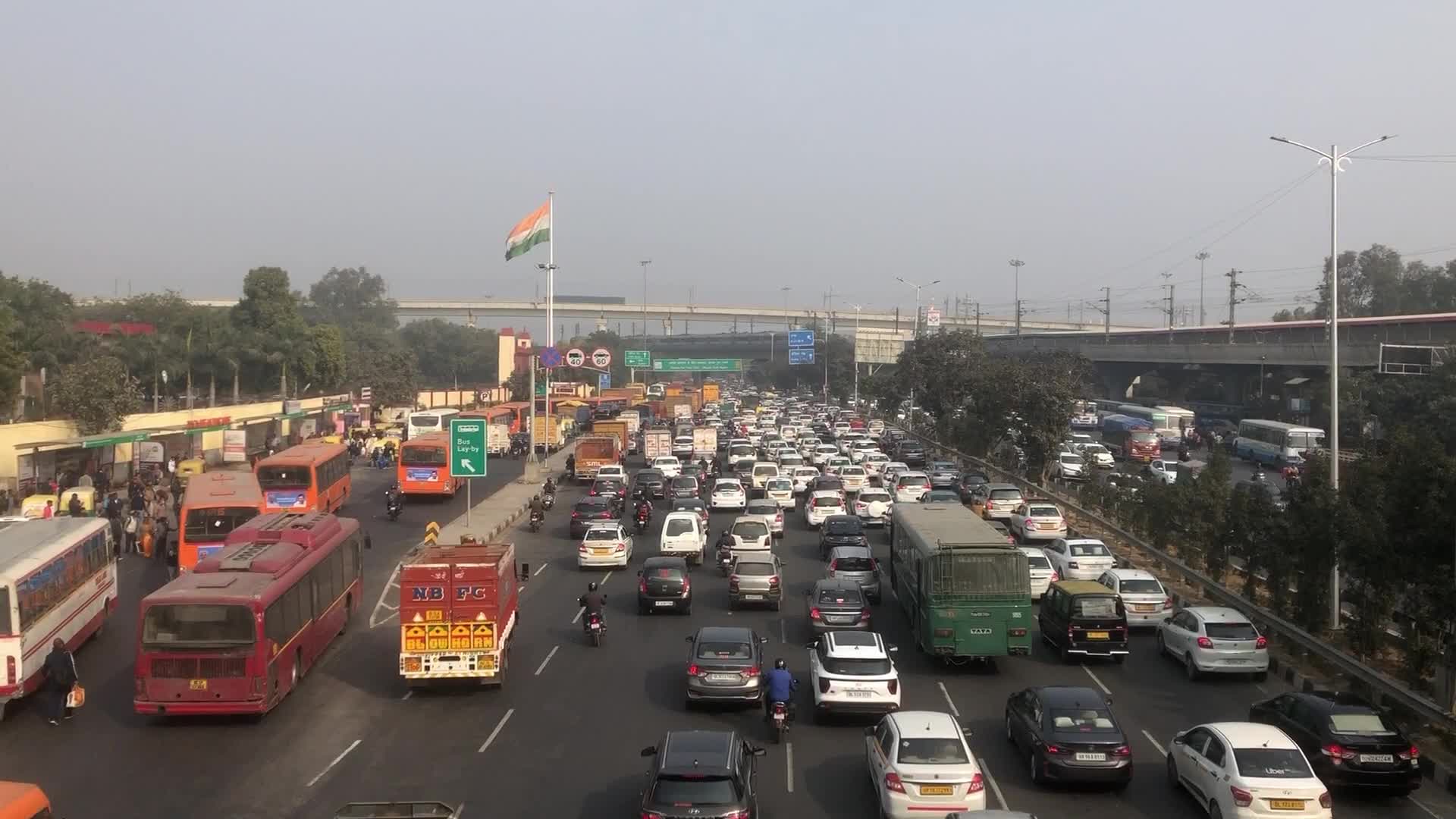 Traffic jam in New Delhi, India