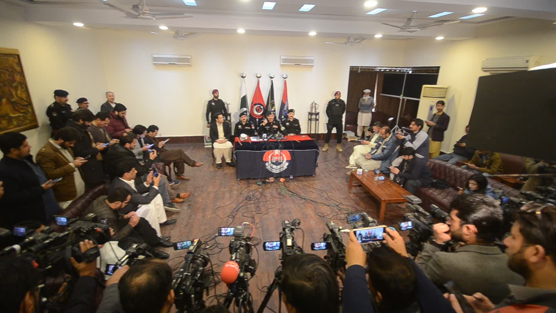 Inspector general of KPK police press conference on suicide blast at mosque
