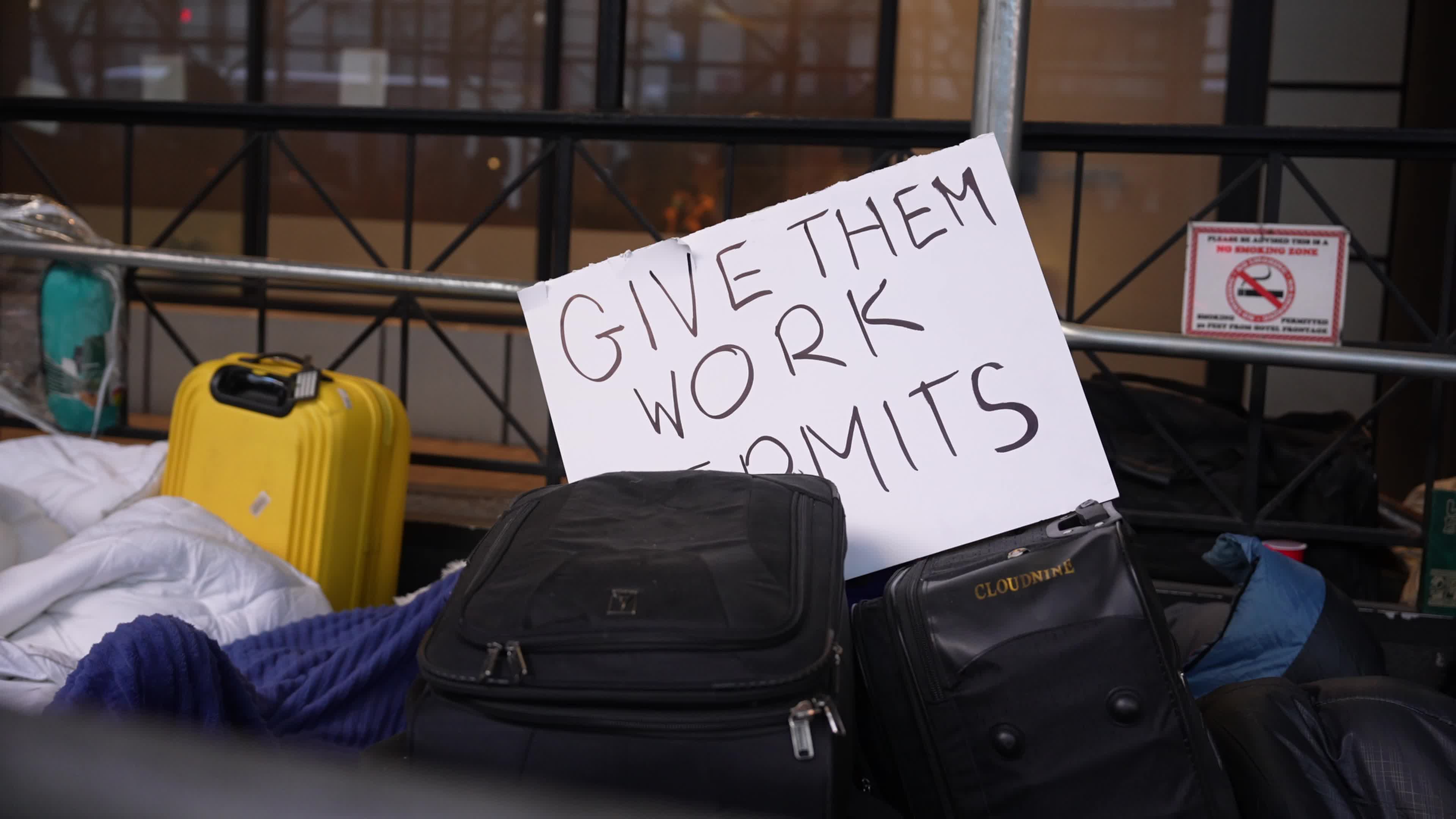 Migrants Remain Camped Out Watson Hotel In New York