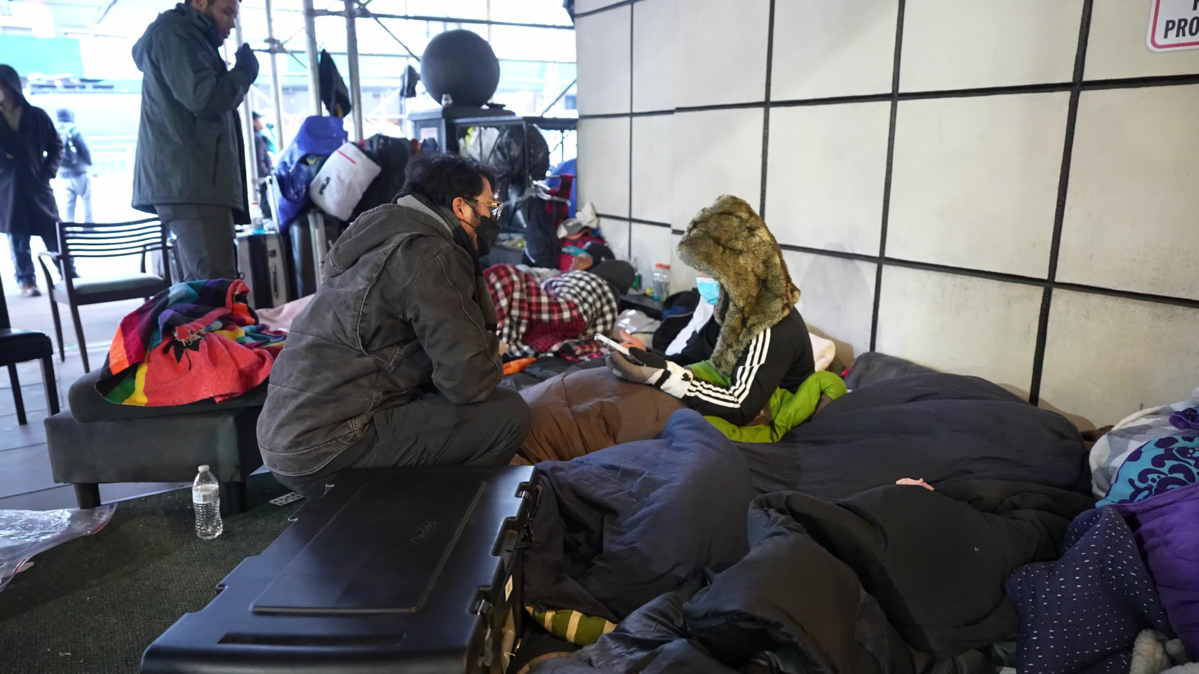 Migrants Remain Camped Out Watson Hotel In New York