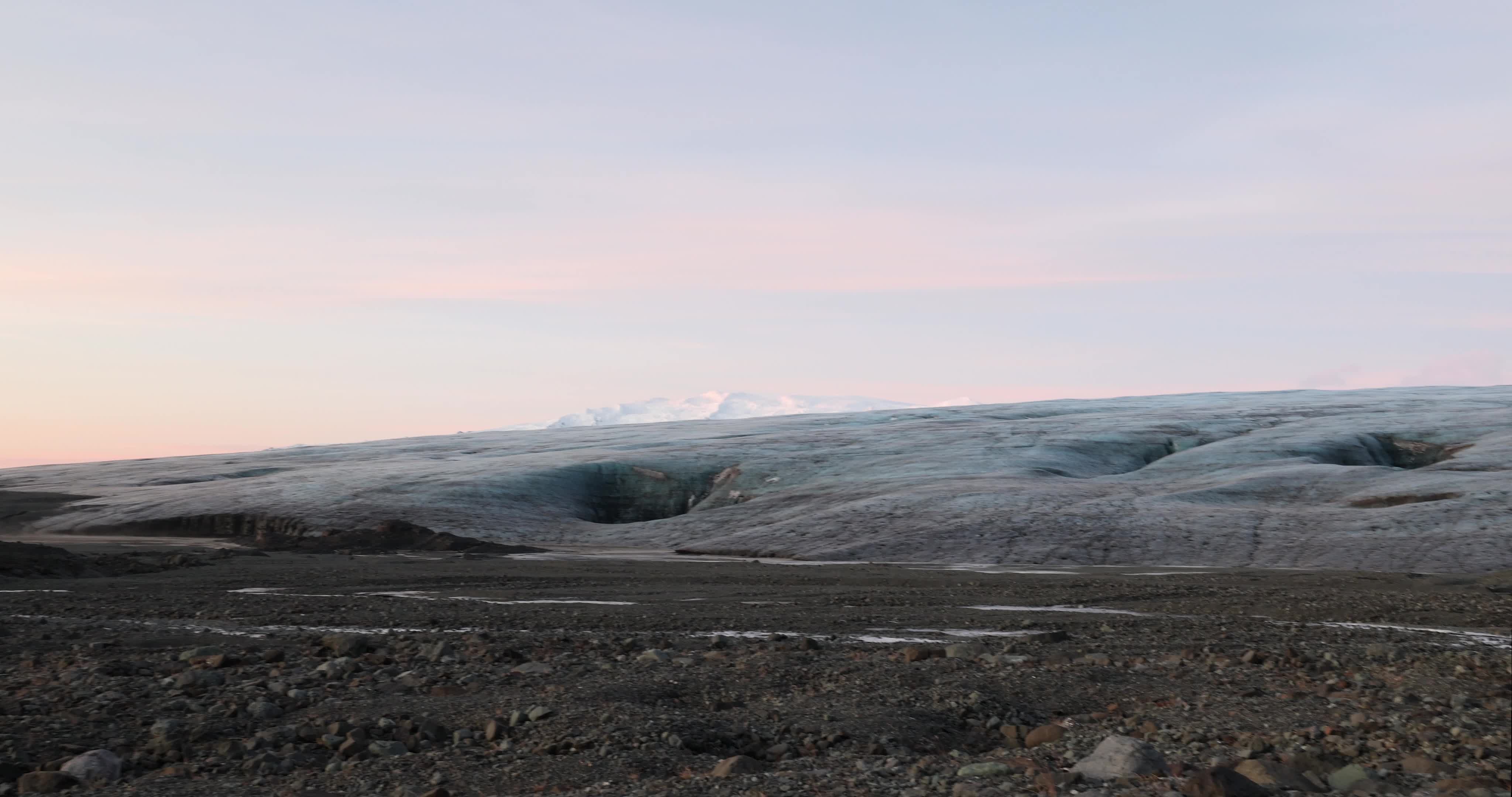Sunrise In The Ice Cave In Iceland