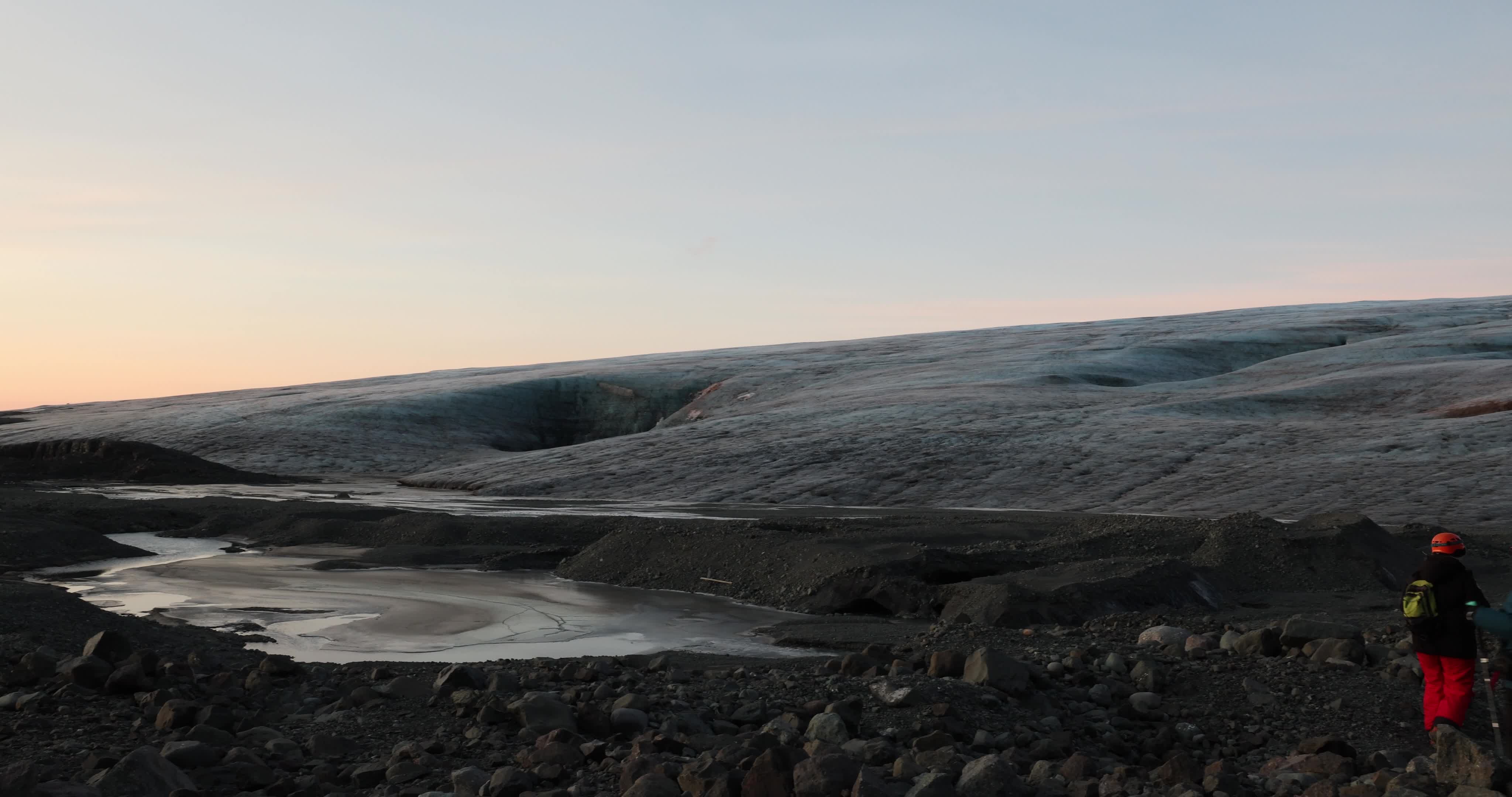 Sunrise In The Ice Cave In Iceland