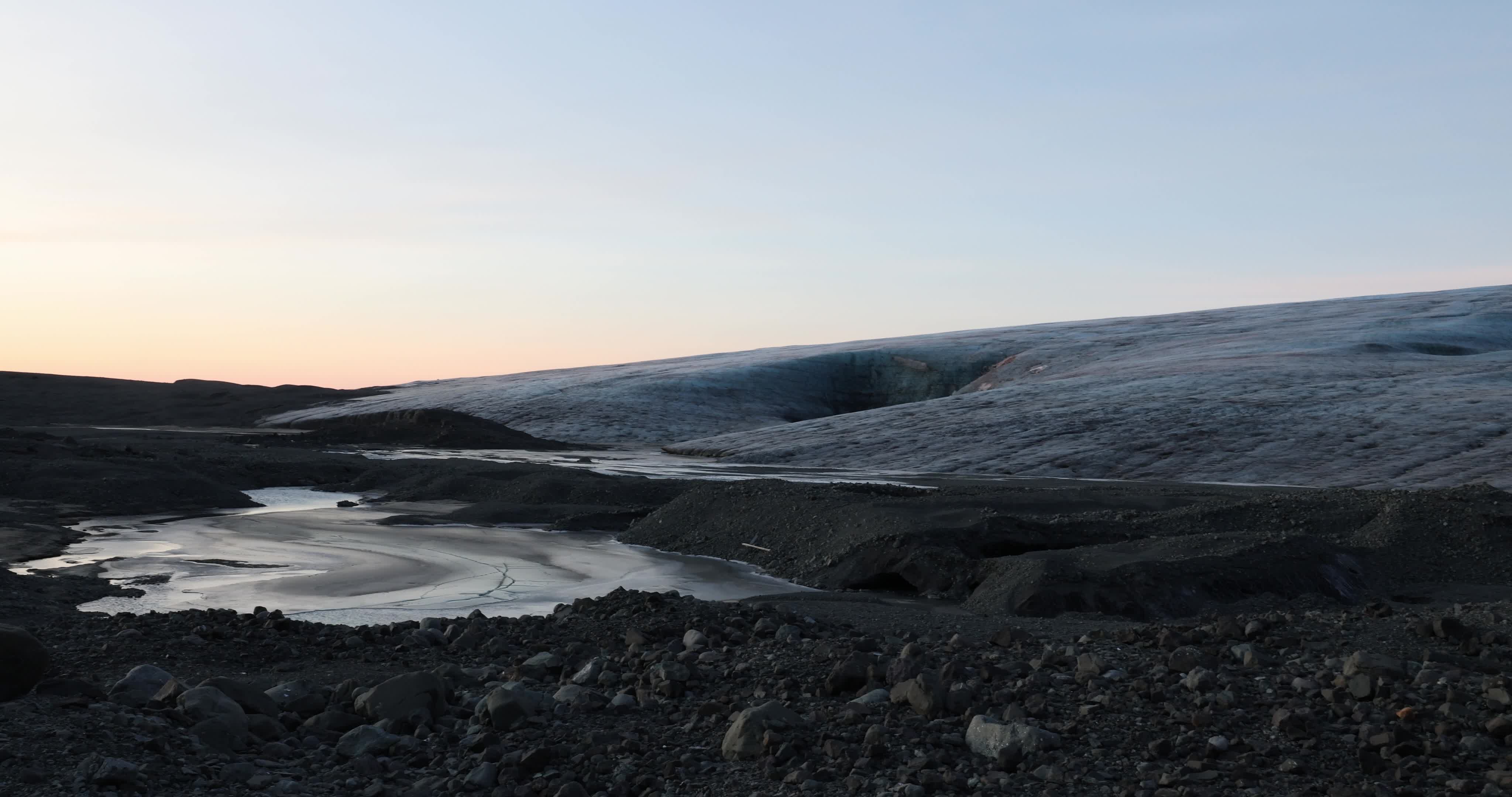 Sunrise In The Ice Cave In Iceland