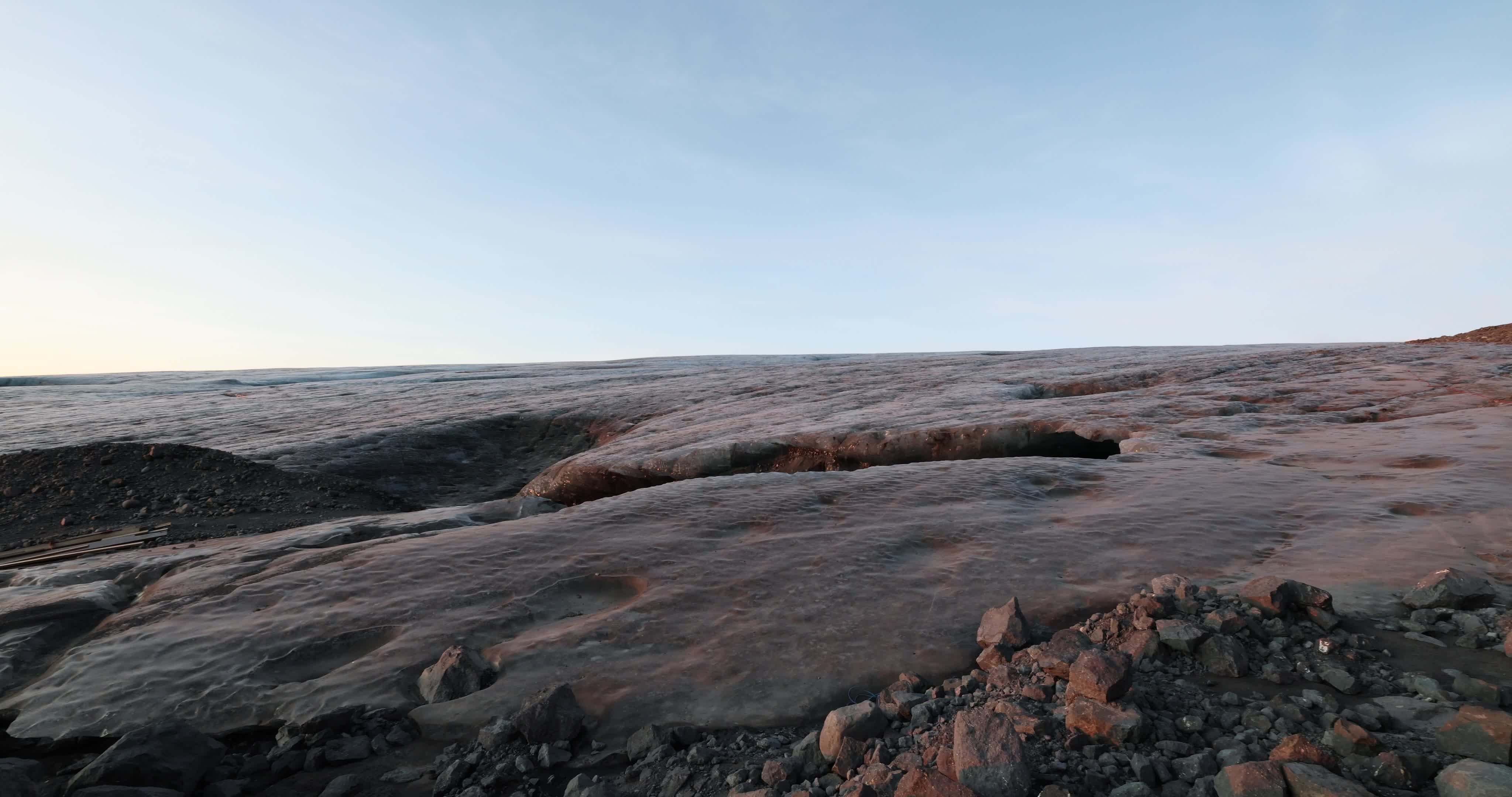 Sunrise In The Ice Cave In Iceland