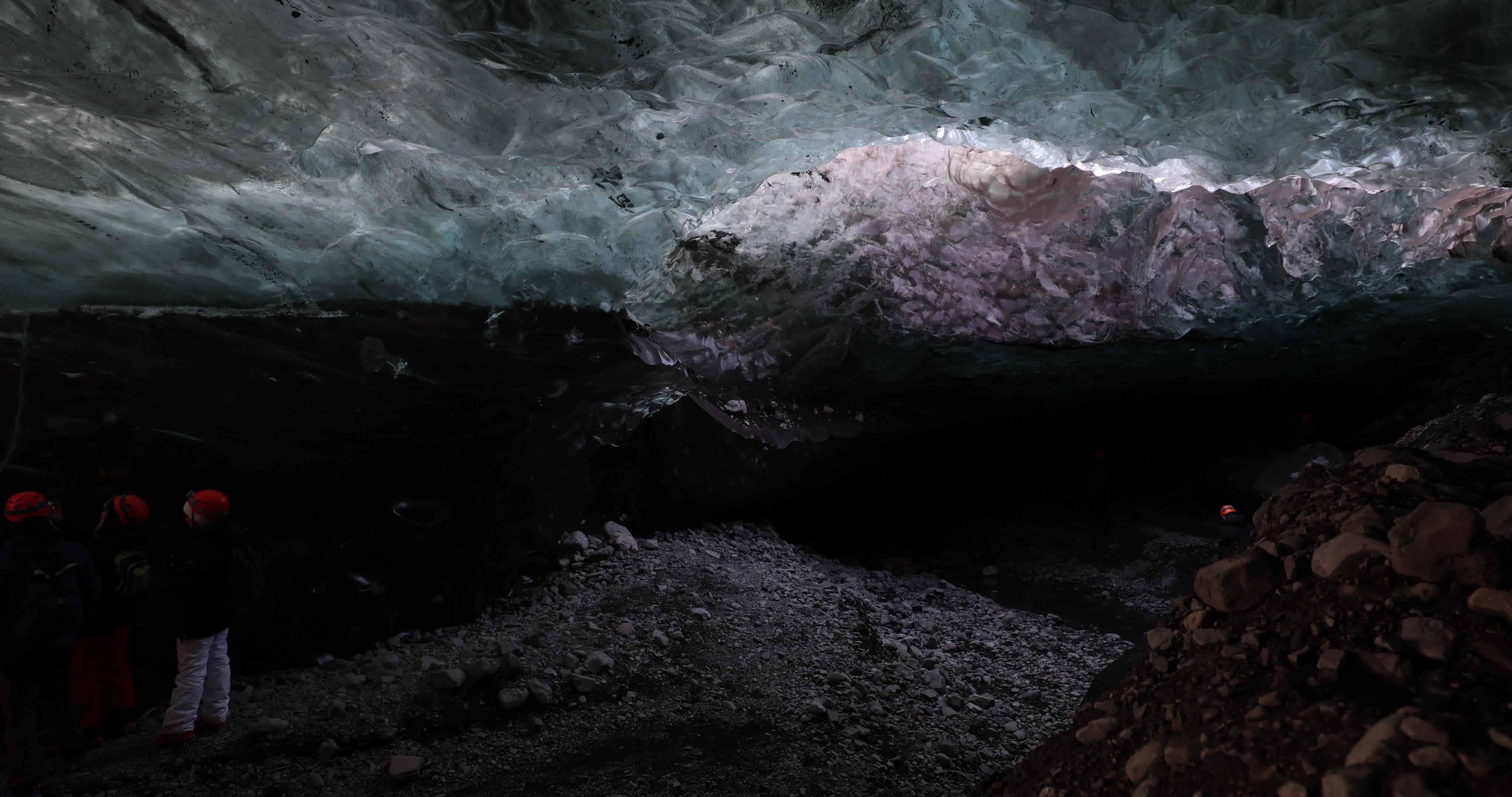 Sunrise In The Ice Cave In Iceland