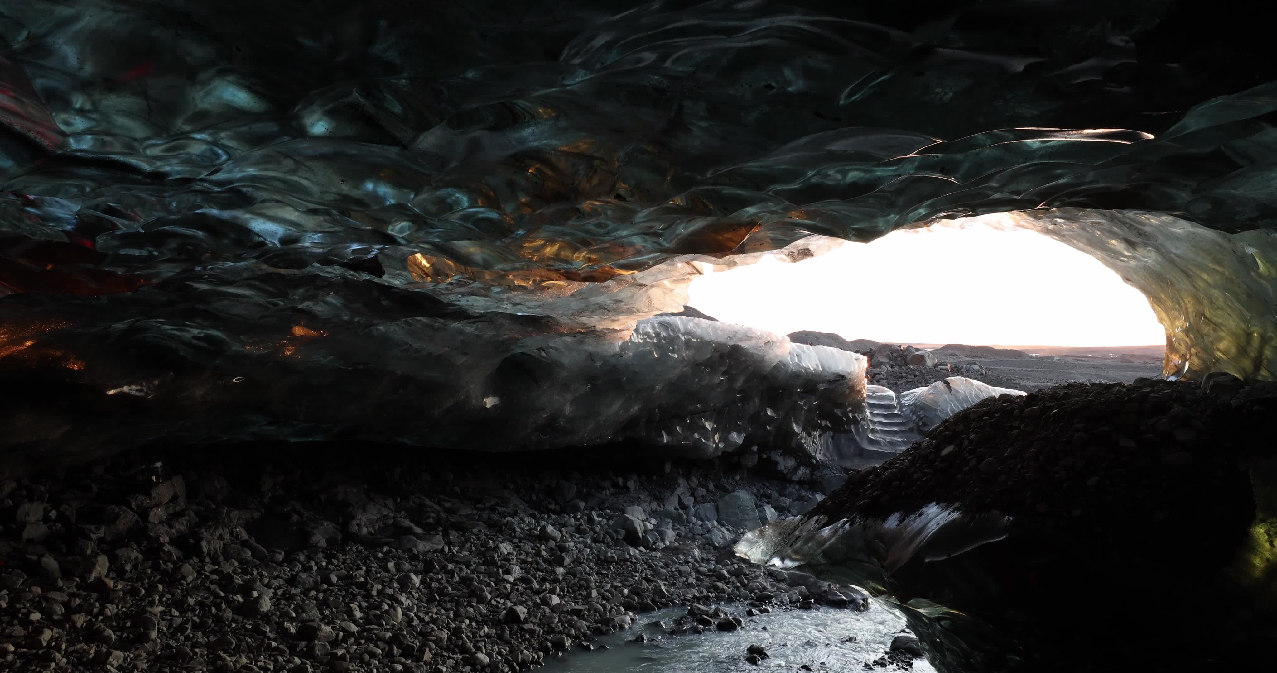 Sunrise In The Ice Cave In Iceland