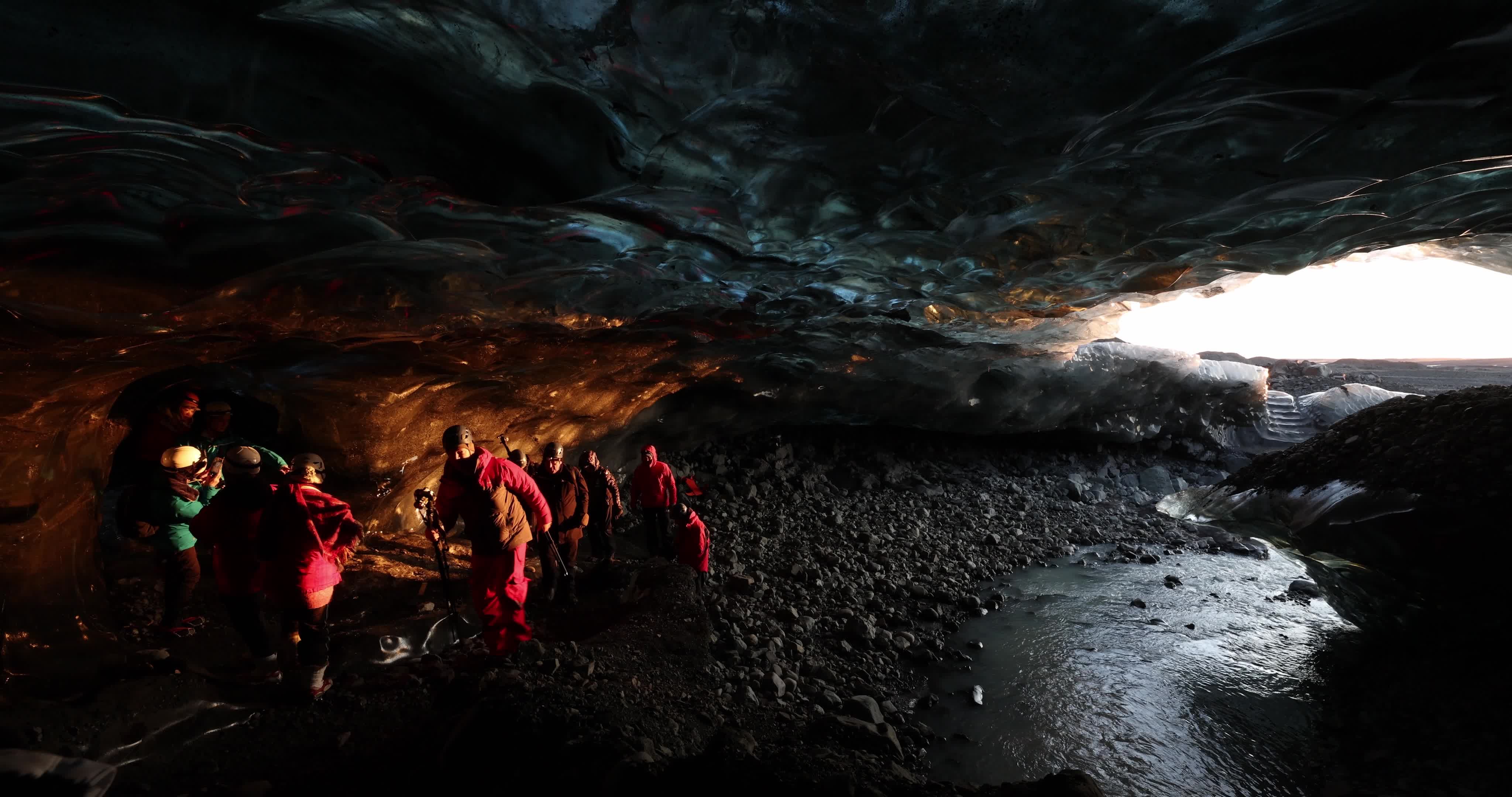 Sunrise In The Ice Cave In Iceland