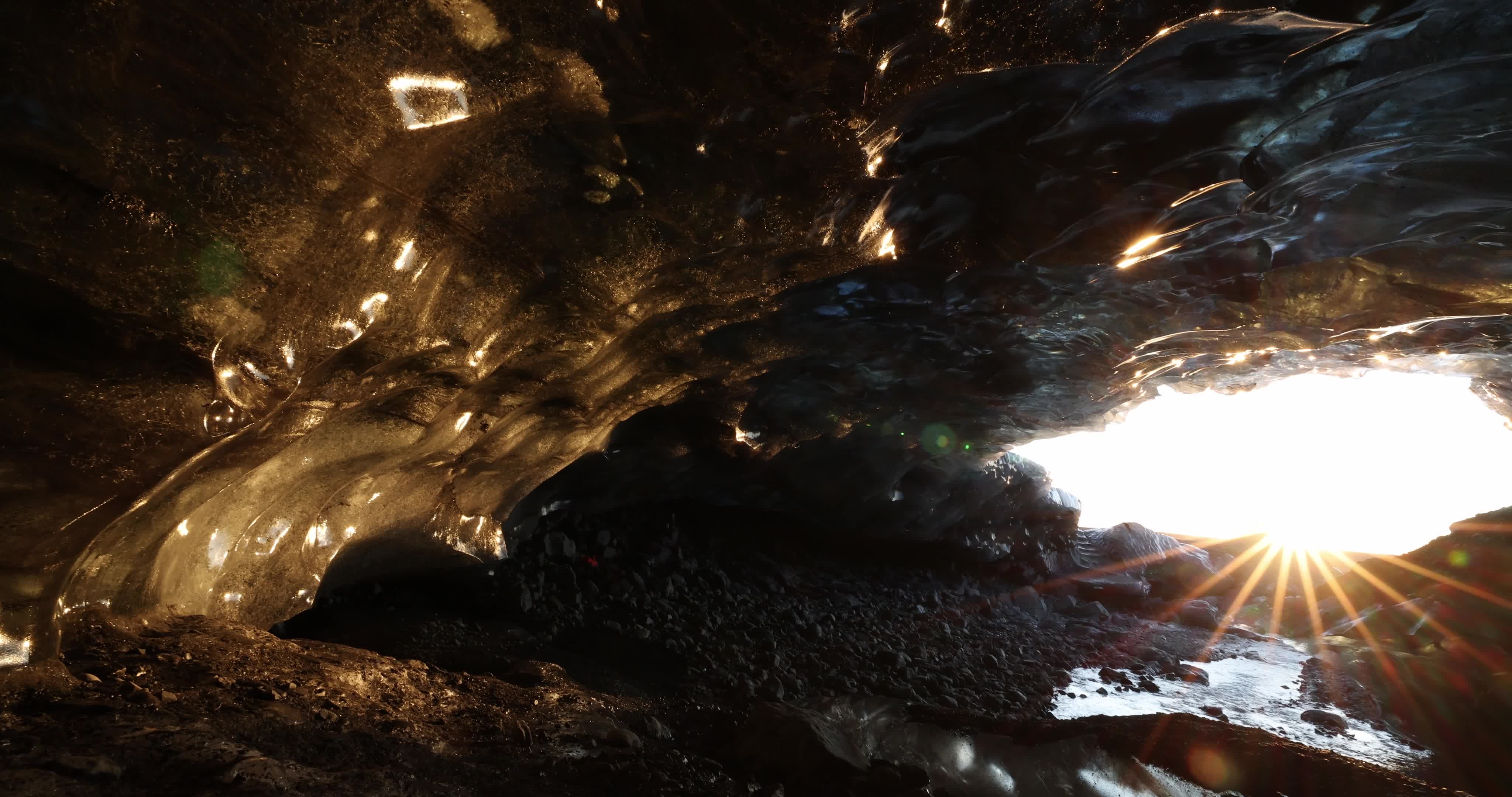 Sunrise In The Ice Cave In Iceland