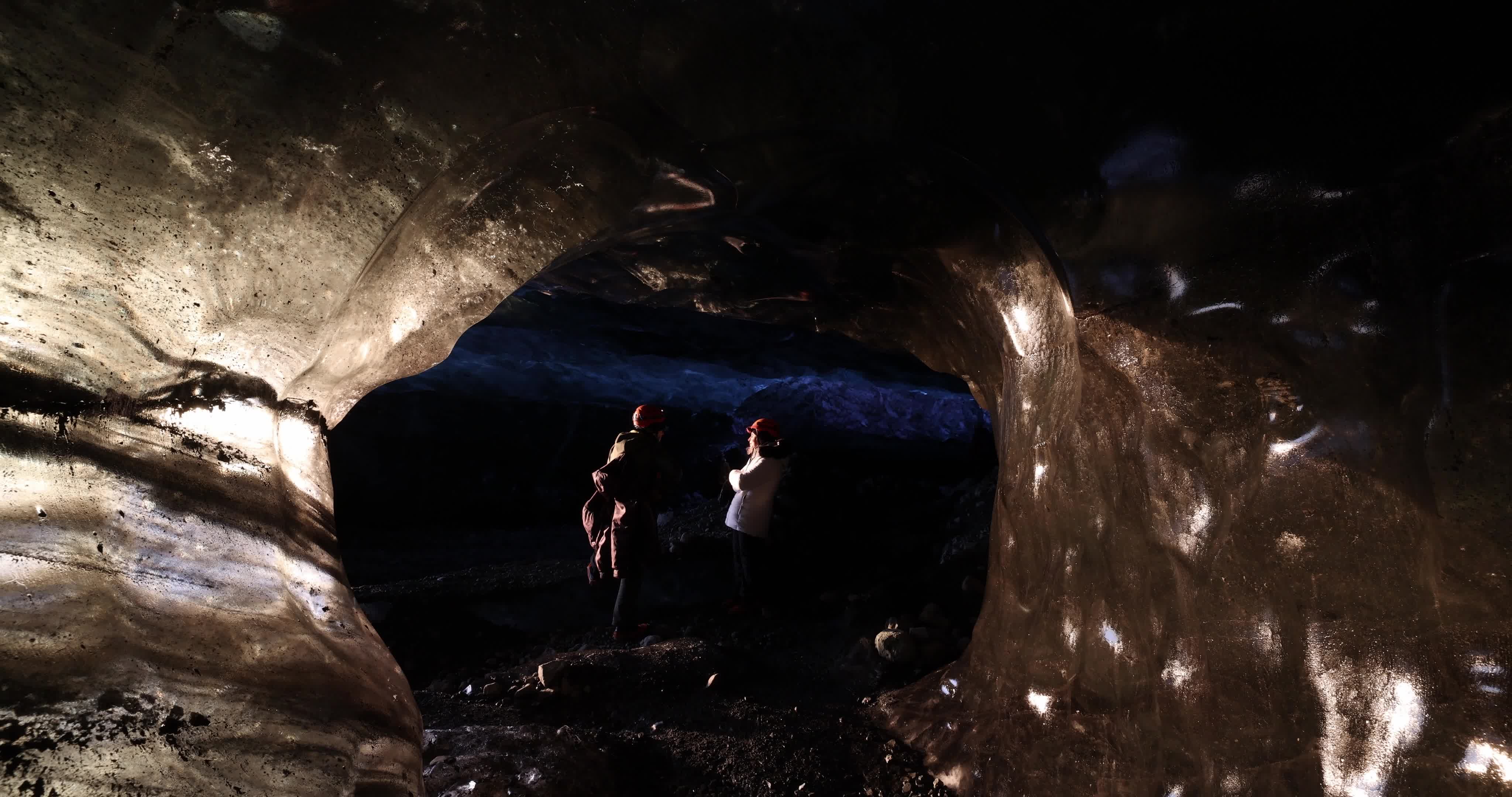 Sunrise In The Ice Cave In Iceland