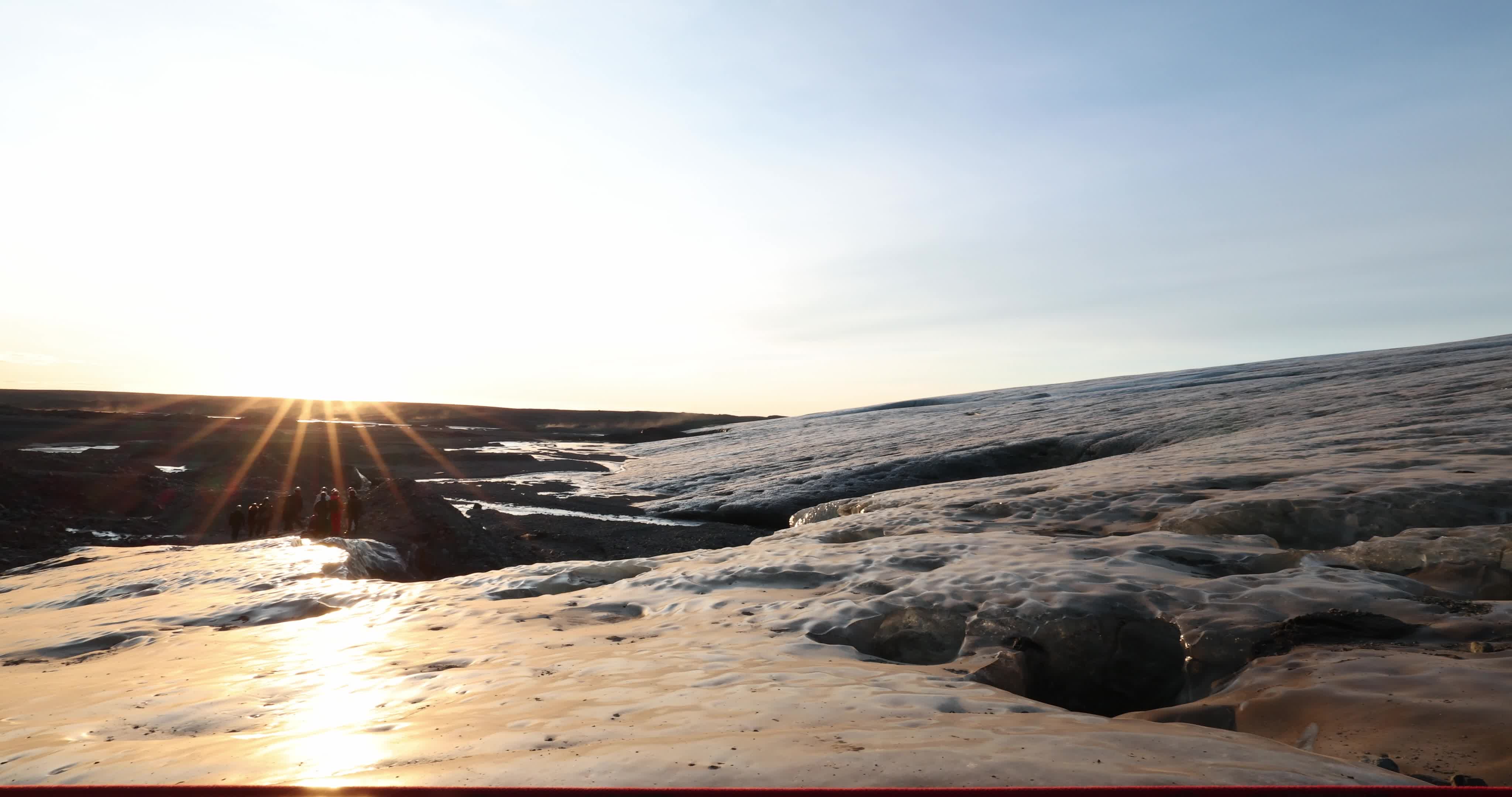 Sunrise In The Ice Cave In Iceland