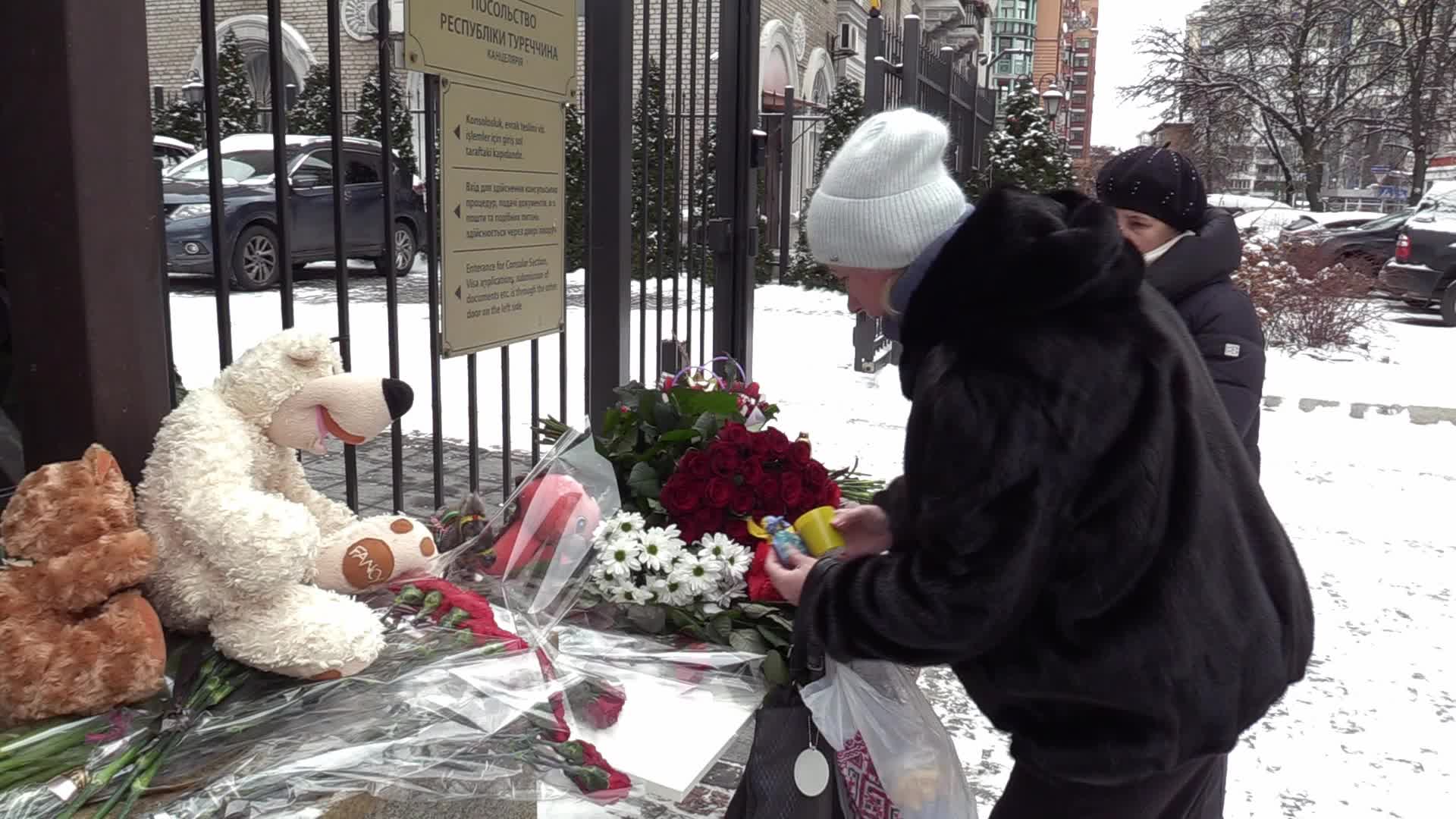 Tribute to the victims of the Turkish earthquake in Kyiv, amid Russia's invasion of Ukraine