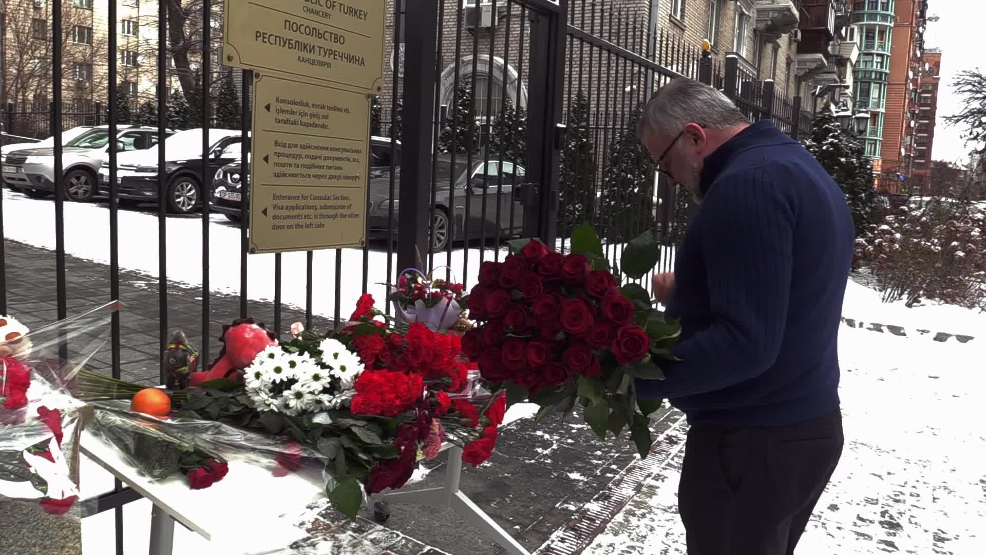 Tribute to the victims of the Turkish earthquake in Kyiv, amid Russia's invasion of Ukraine