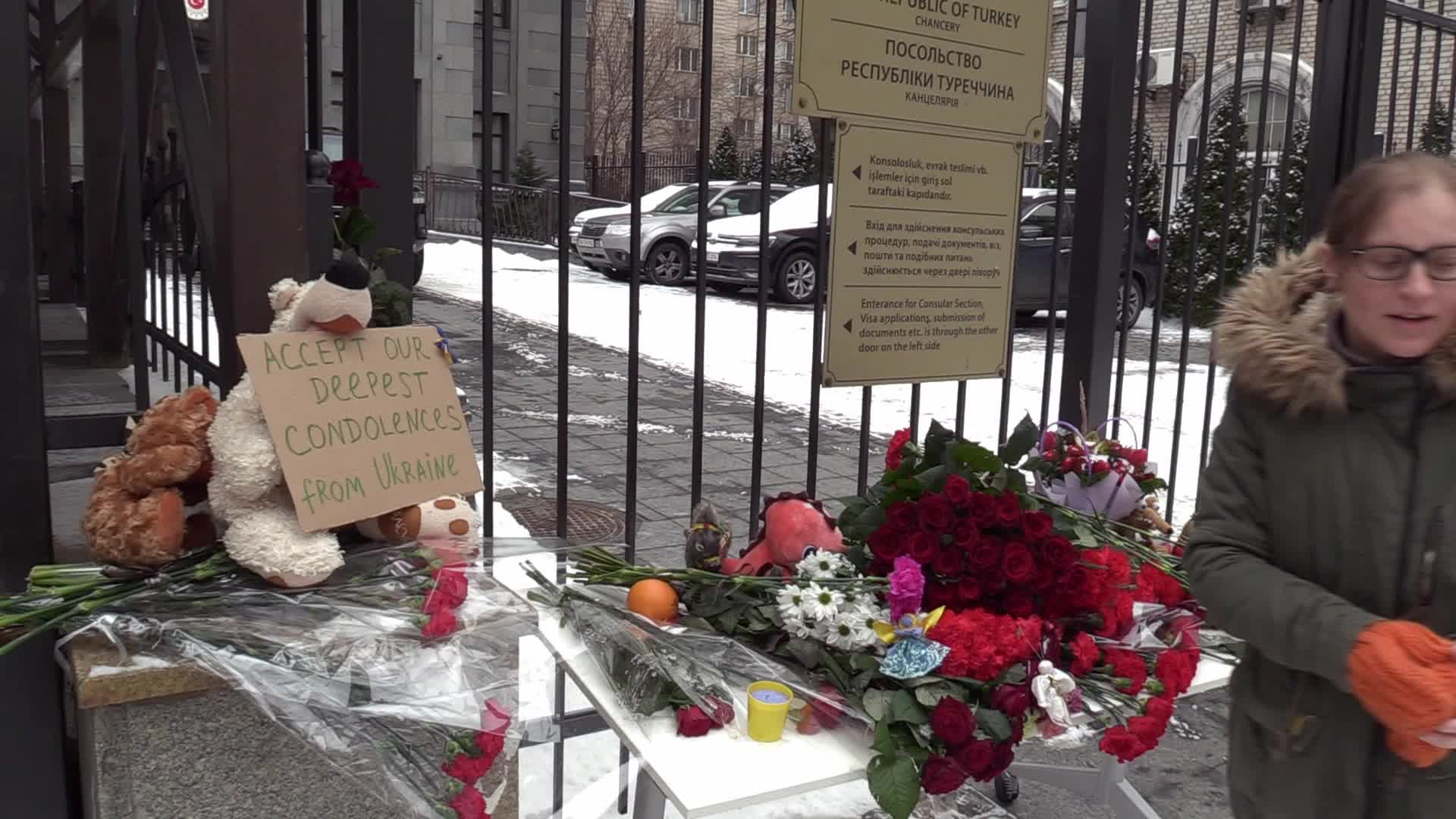 Tribute to the victims of the Turkish earthquake in Kyiv, amid Russia's invasion of Ukraine