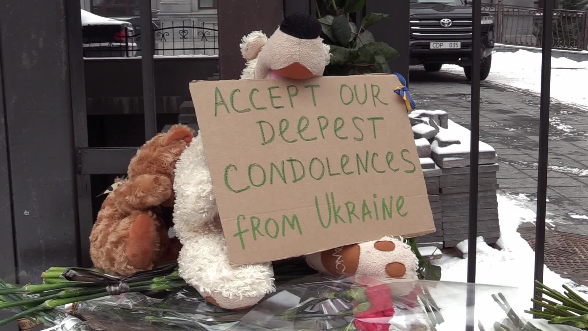 Tribute to the victims of the Turkish earthquake in Kyiv, amid Russia's invasion of Ukraine