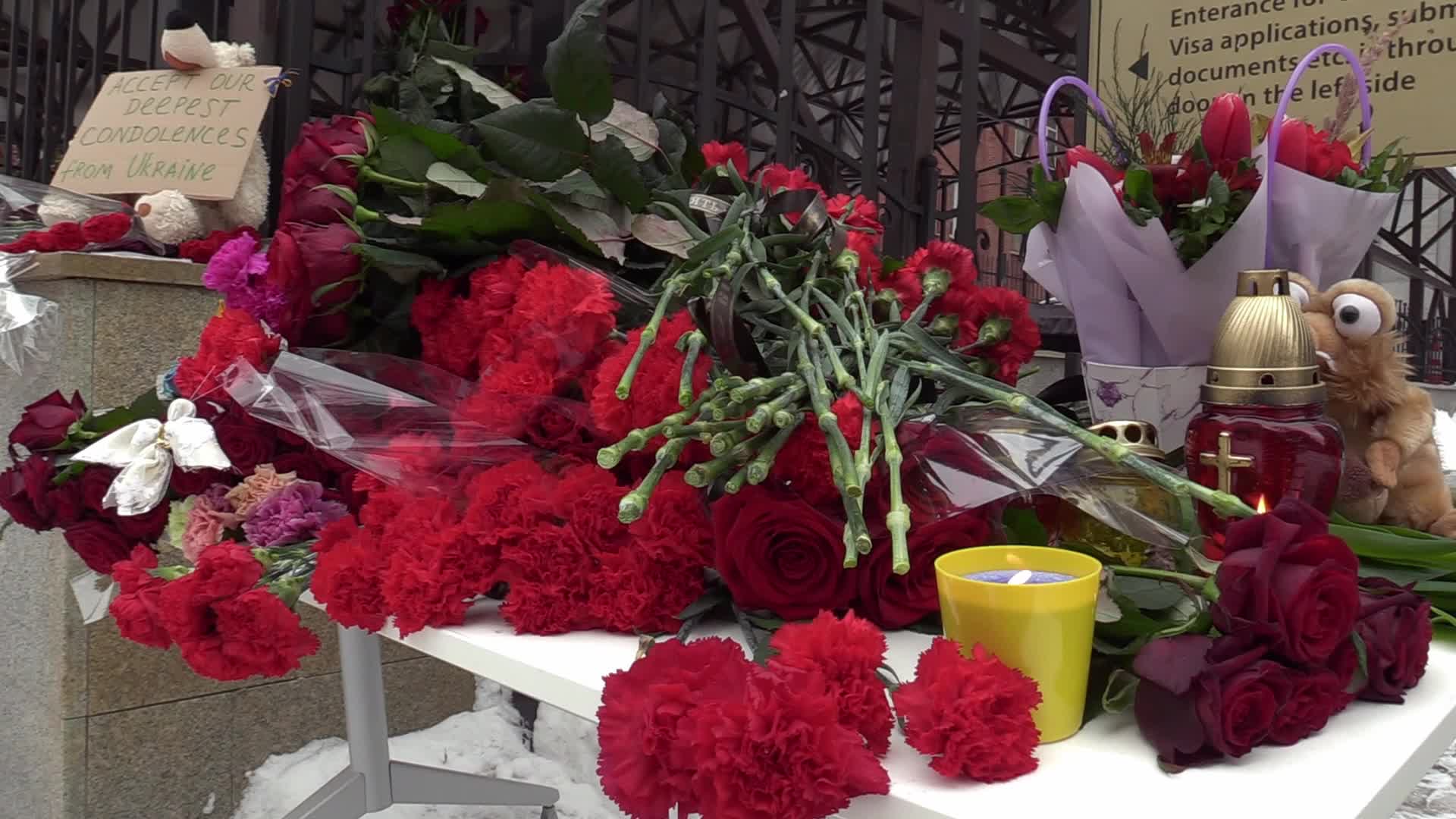 Tribute to the victims of the Turkish earthquake in Kyiv, amid Russia's invasion of Ukraine