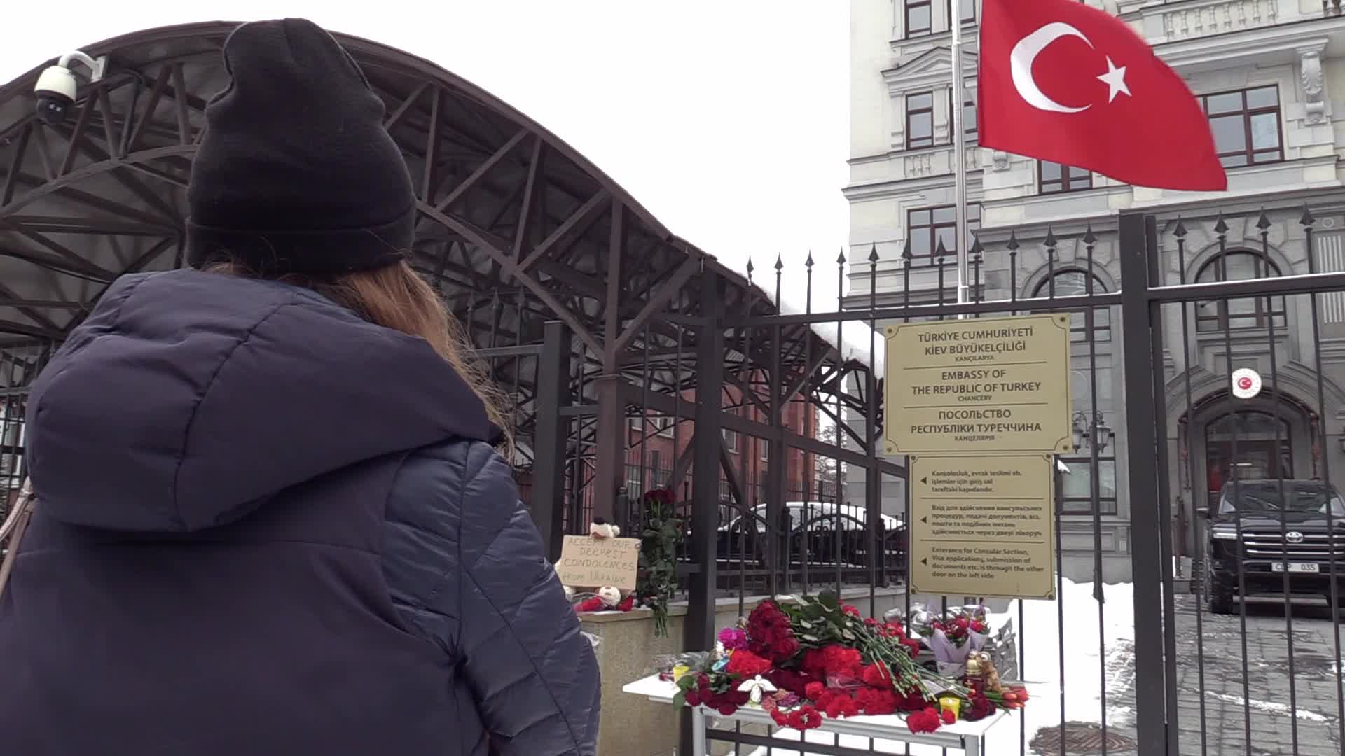 Tribute to the victims of the Turkish earthquake in Kyiv, amid Russia's invasion of Ukraine