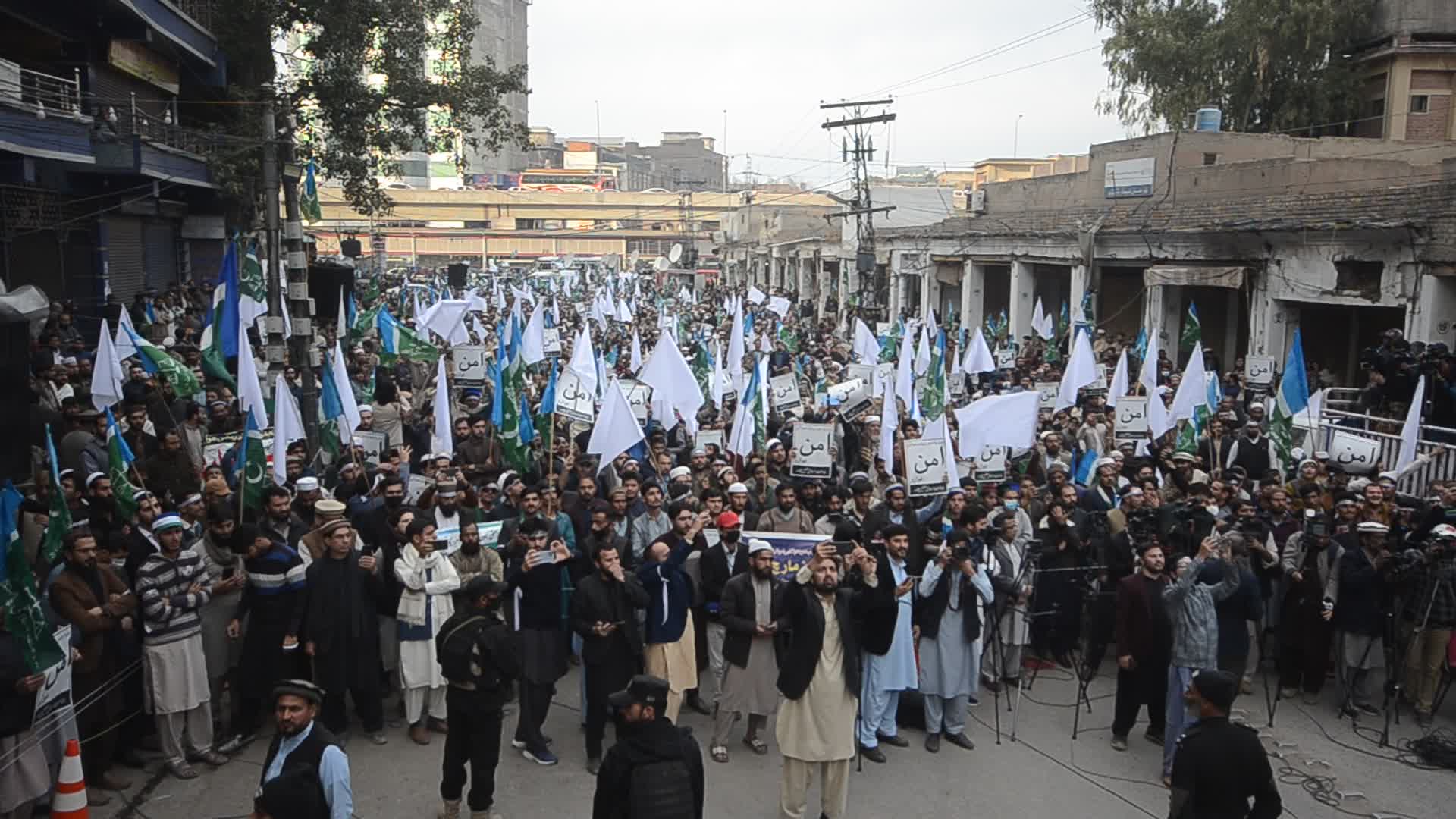 Peace march after suicide bombing at a mosque in Peshawar