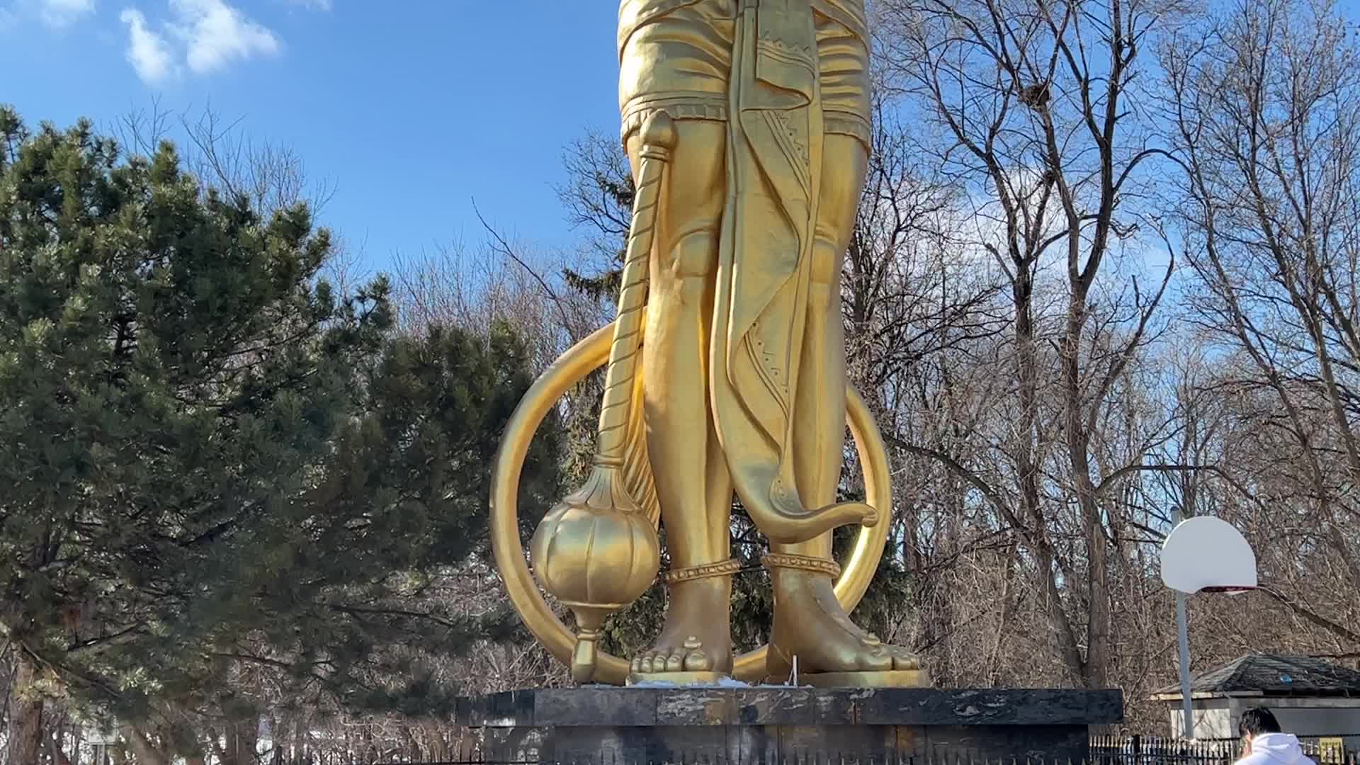 Giant statue of Lord Hanuman at a Hindu temple in Canada
