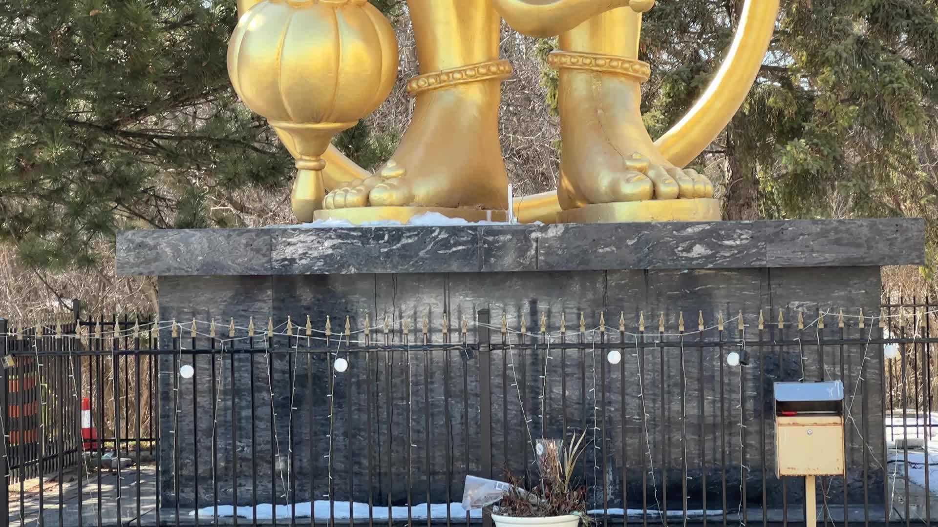 Giant statue of Lord Hanuman at a Hindu temple in Canada