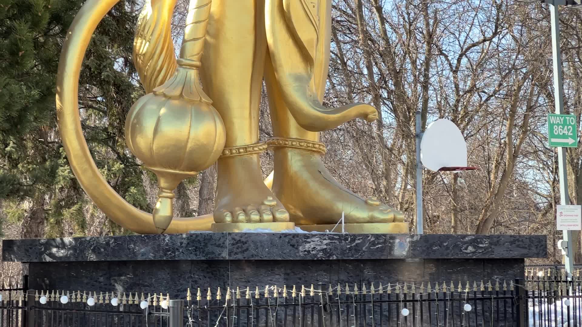 Giant statue of Lord Hanuman at a Hindu temple in Canada