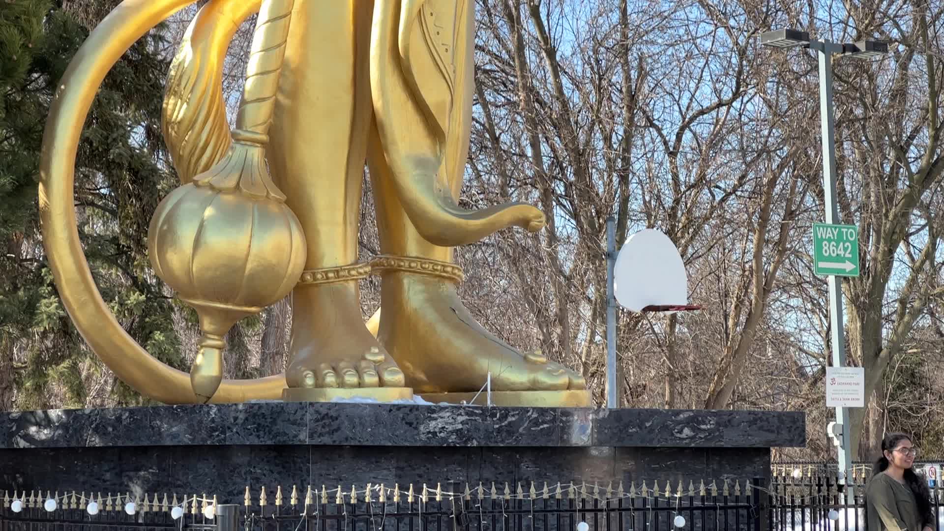 Giant statue of Lord Hanuman at a Hindu temple in Canada