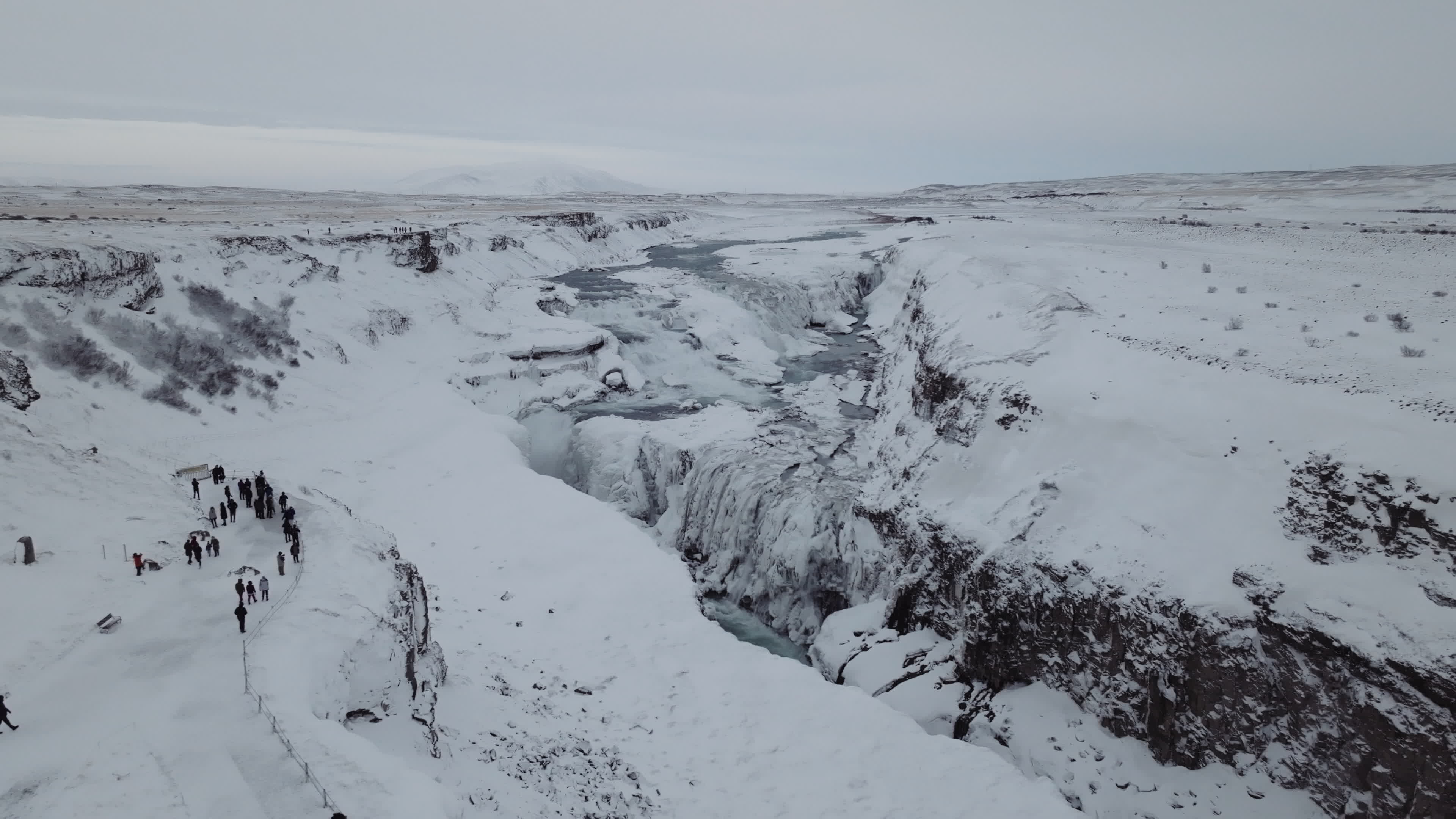 Gullfoss Waterfall In The Winter Time In Iceland