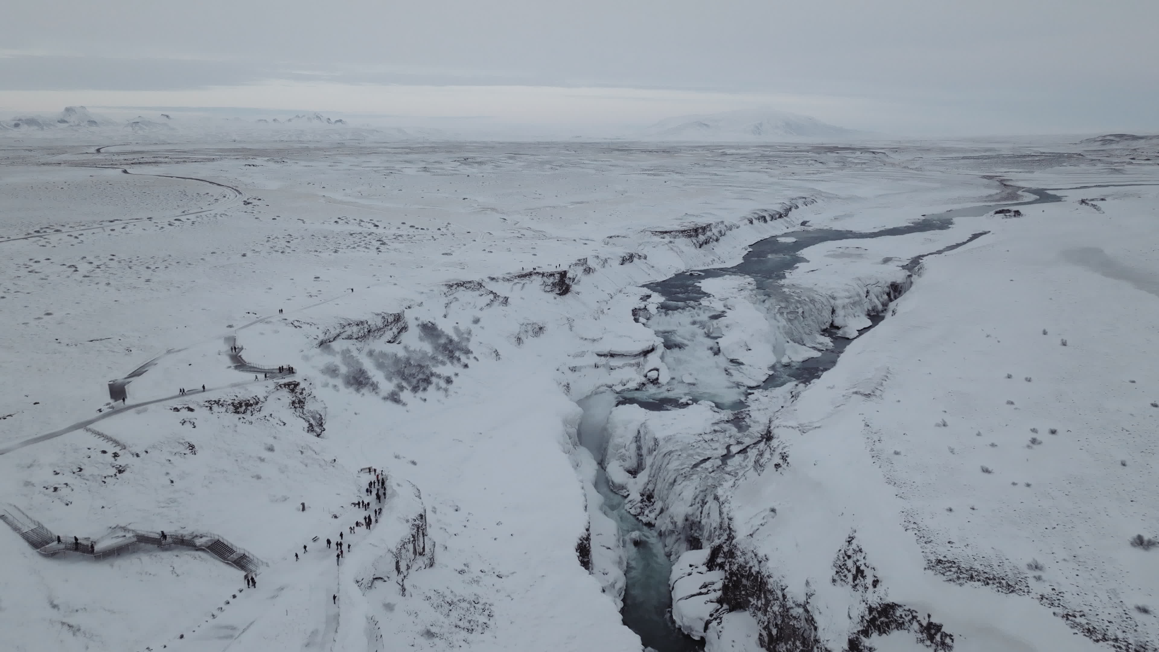 Gullfoss Waterfall In The Winter Time In Iceland