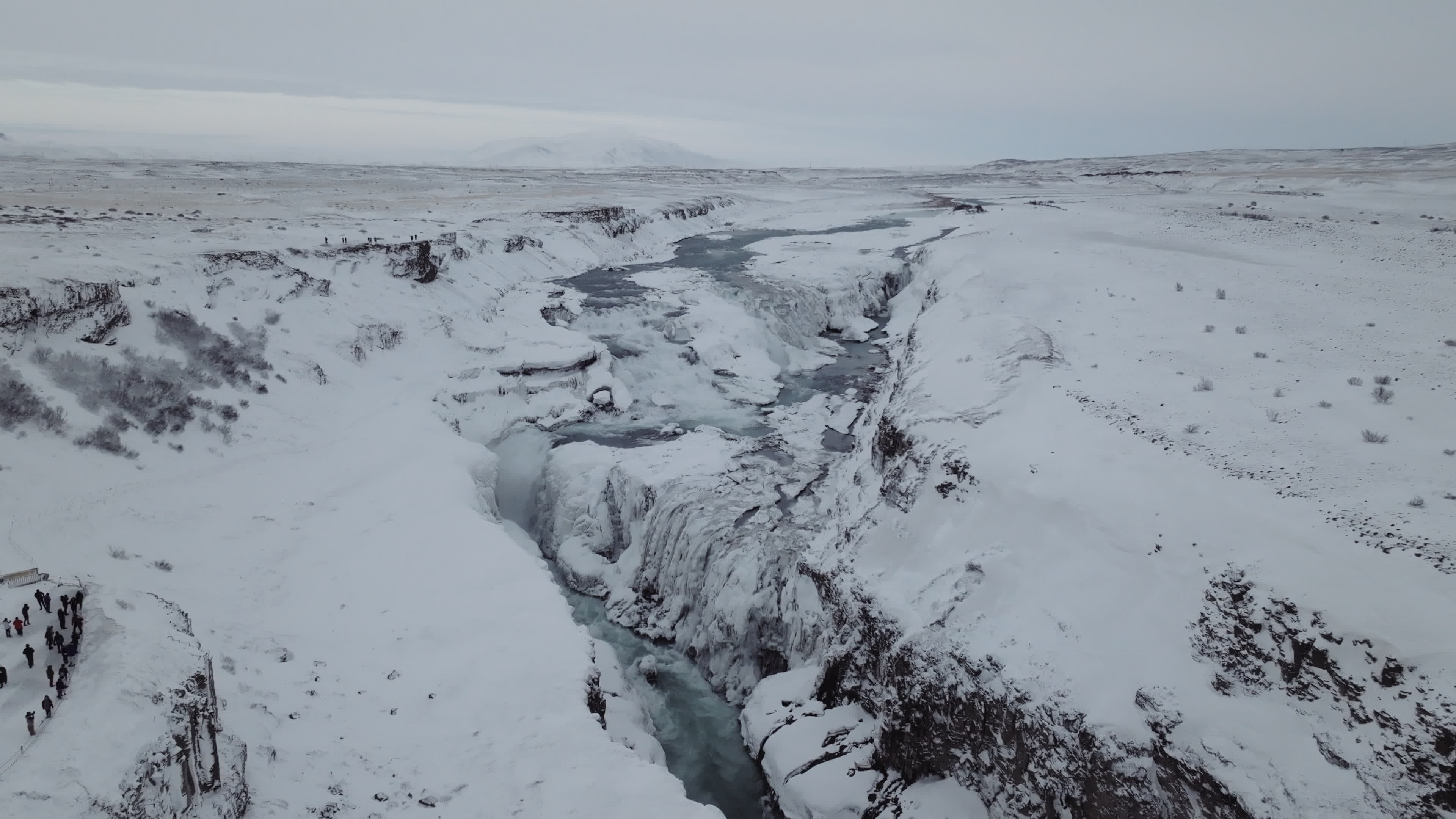 Gullfoss Waterfall In The Winter Time In Iceland