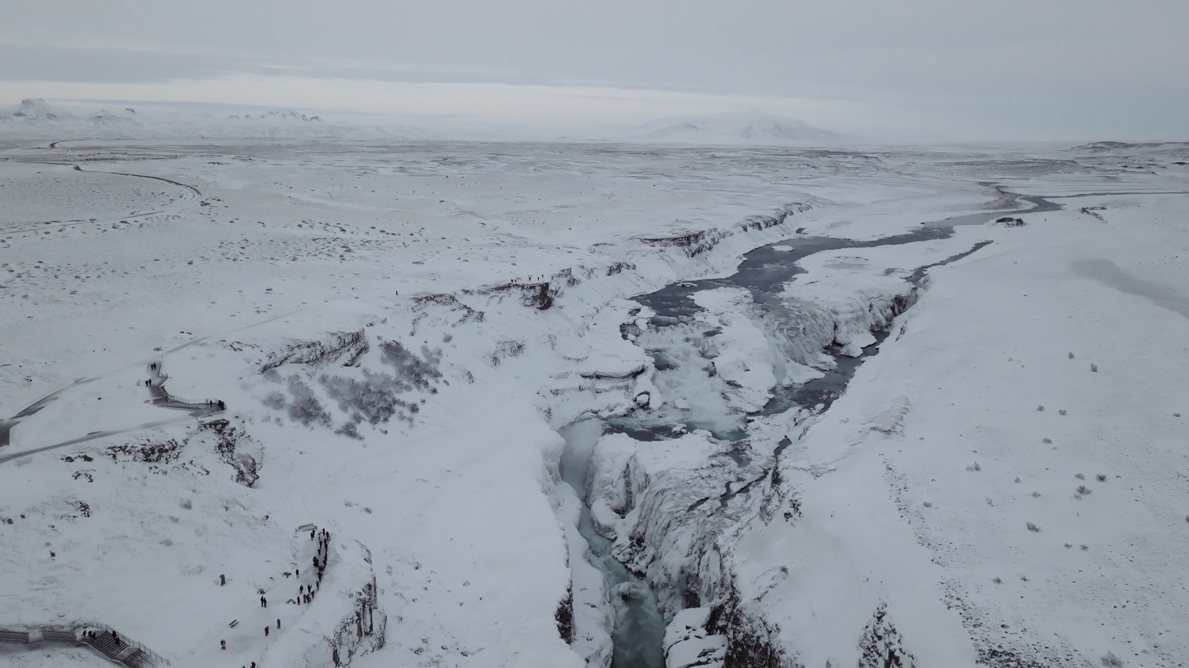 Gullfoss Waterfall In The Winter Time In Iceland