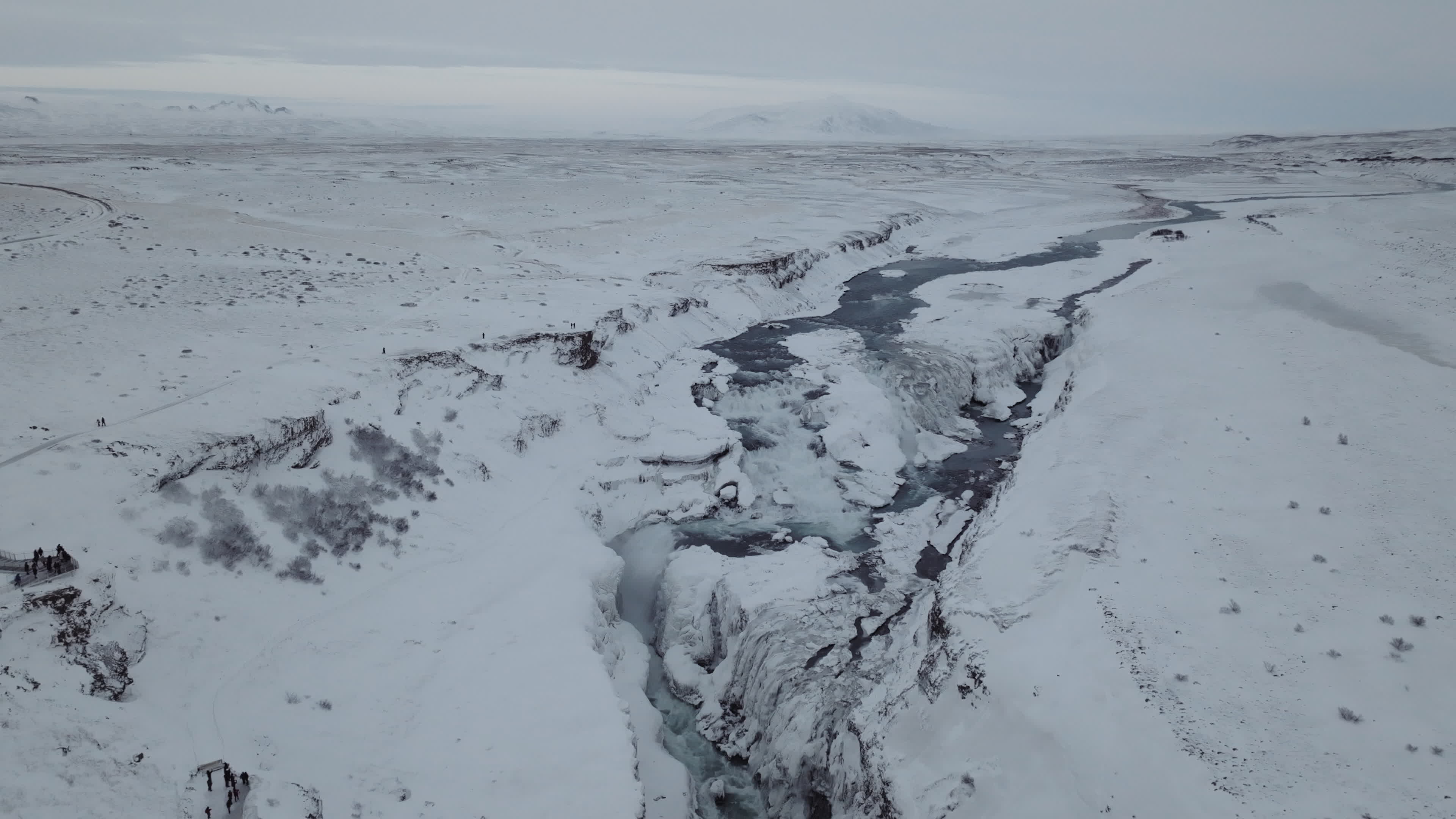 Gullfoss Waterfall In The Winter Time In Iceland