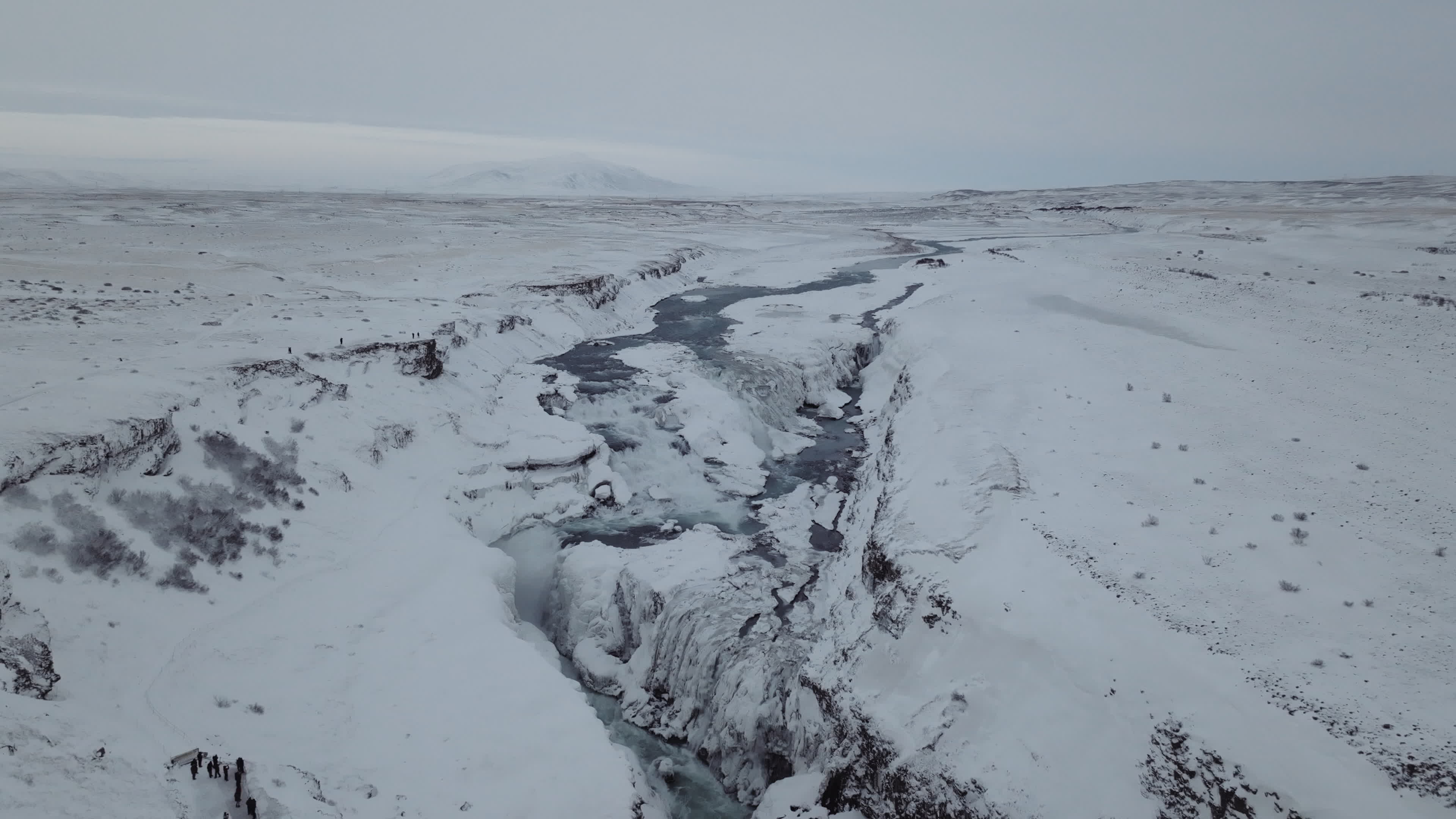 Gullfoss Waterfall In The Winter Time In Iceland