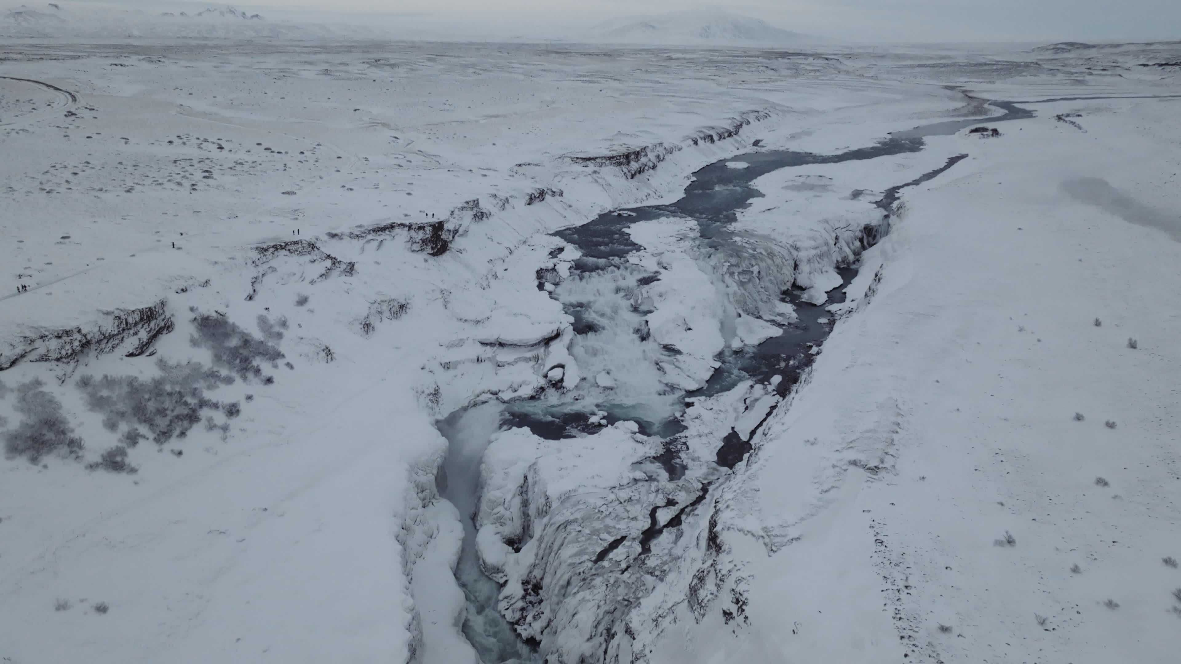 Gullfoss Waterfall In The Winter Time In Iceland