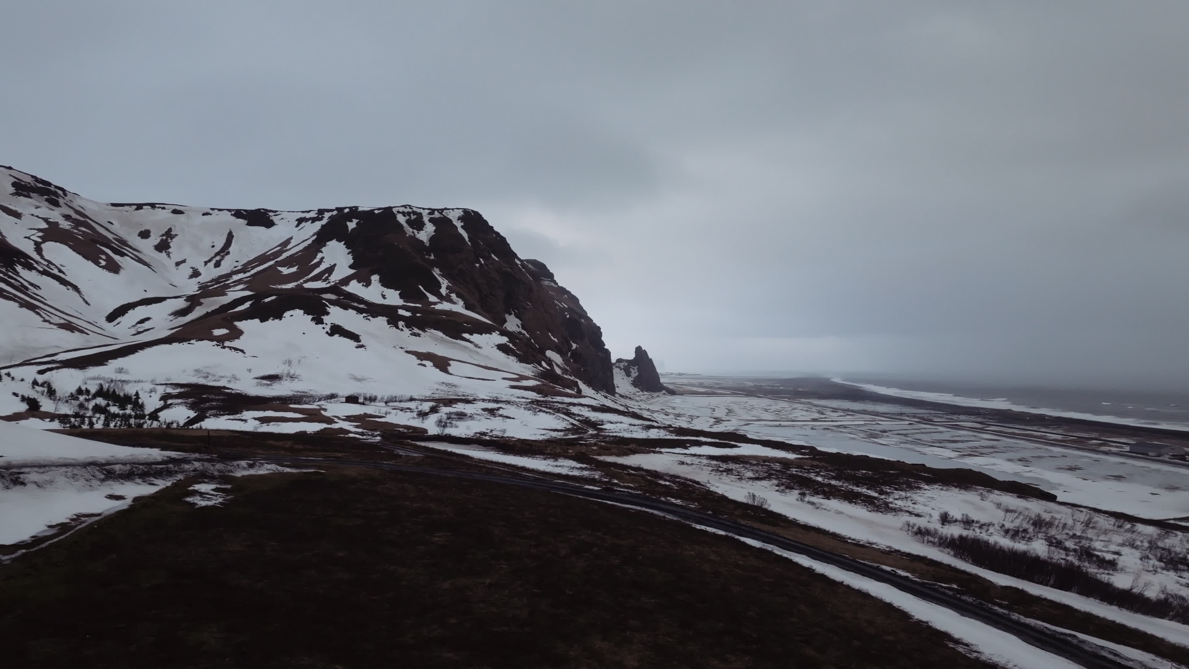 Drone View Of Vík i Myrdal Church, Iceland