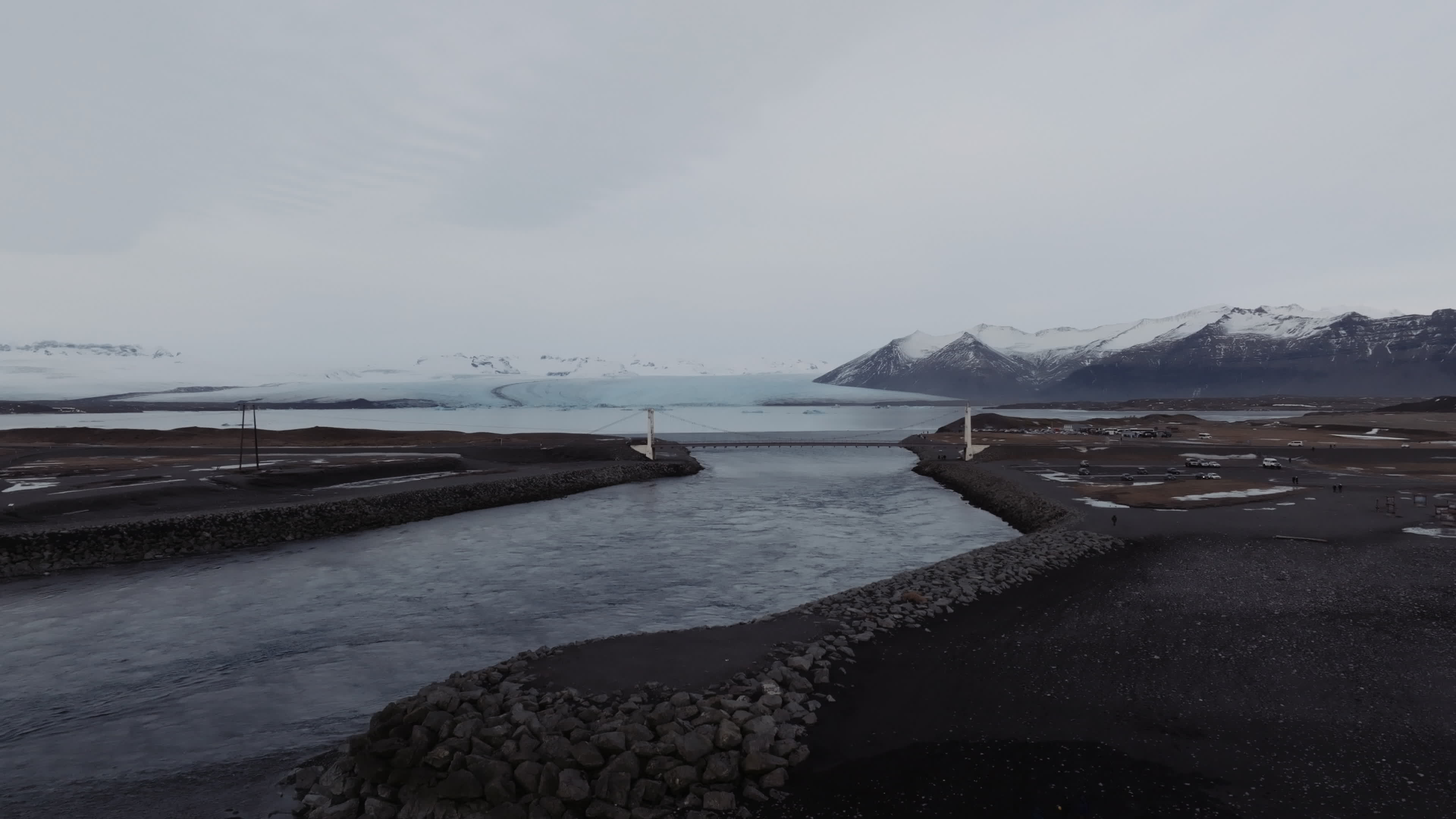 Drone View Of Diamond Beach, Iceland