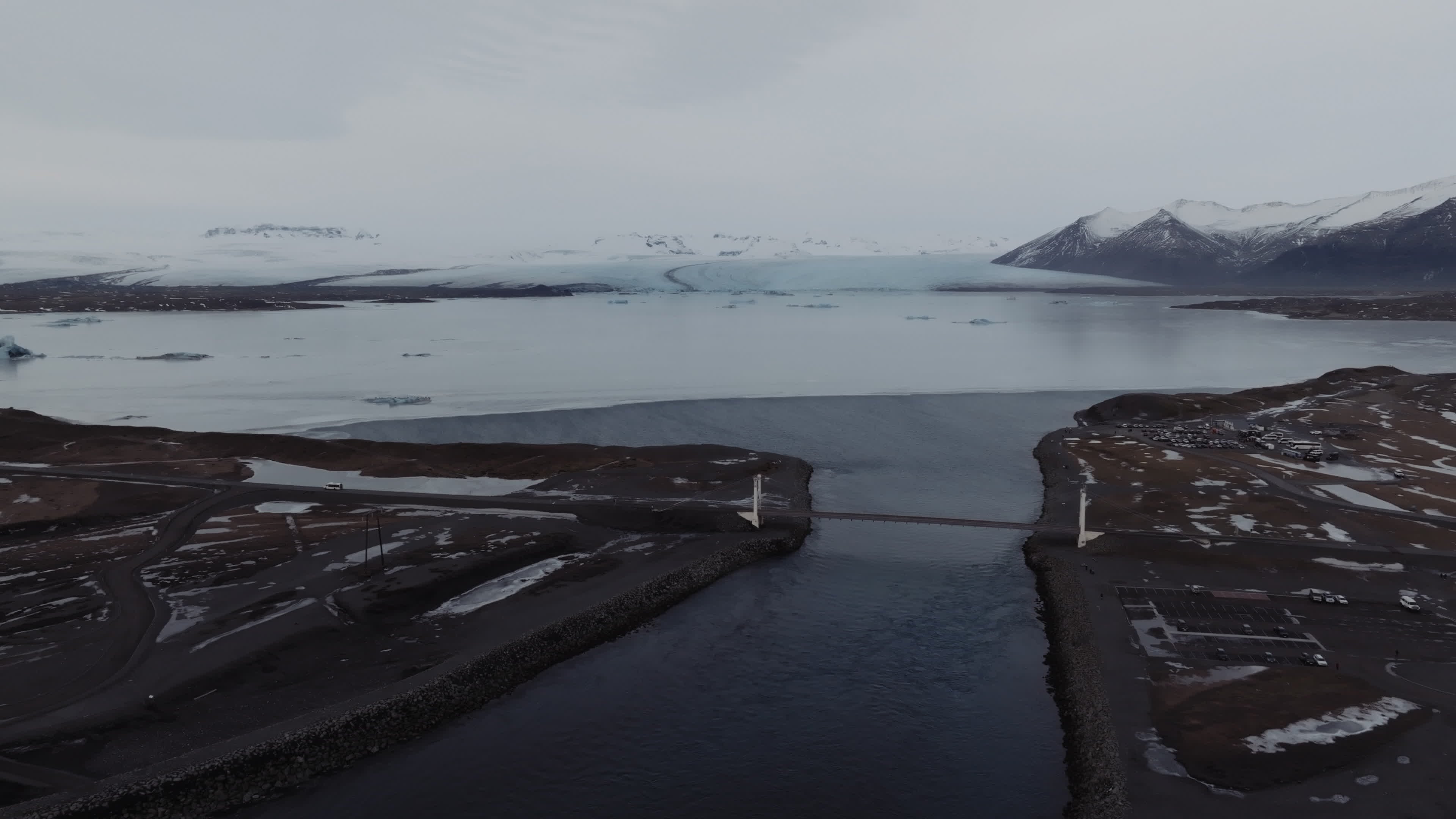 Drone View Of Diamond Beach, Iceland