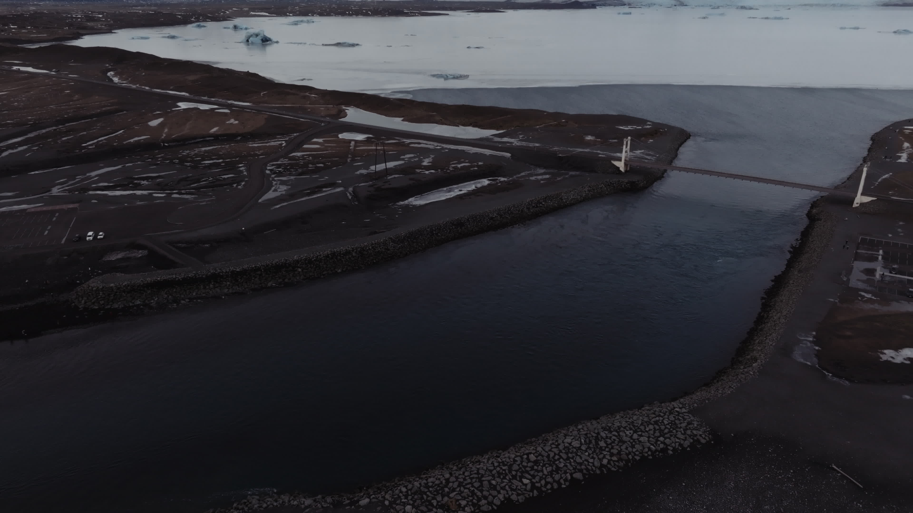 Drone View Of Diamond Beach, Iceland