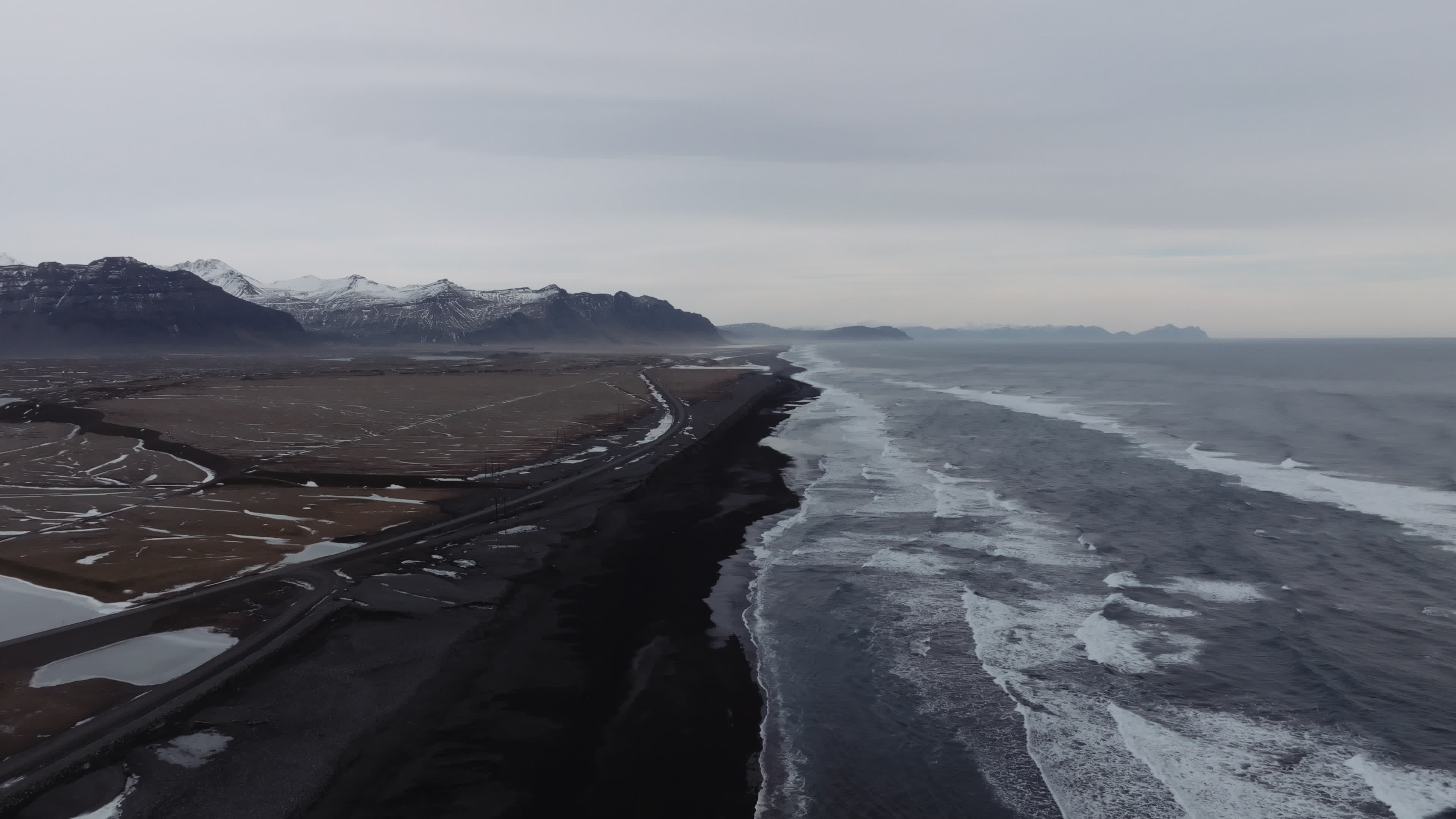 Drone View Of Diamond Beach, Iceland