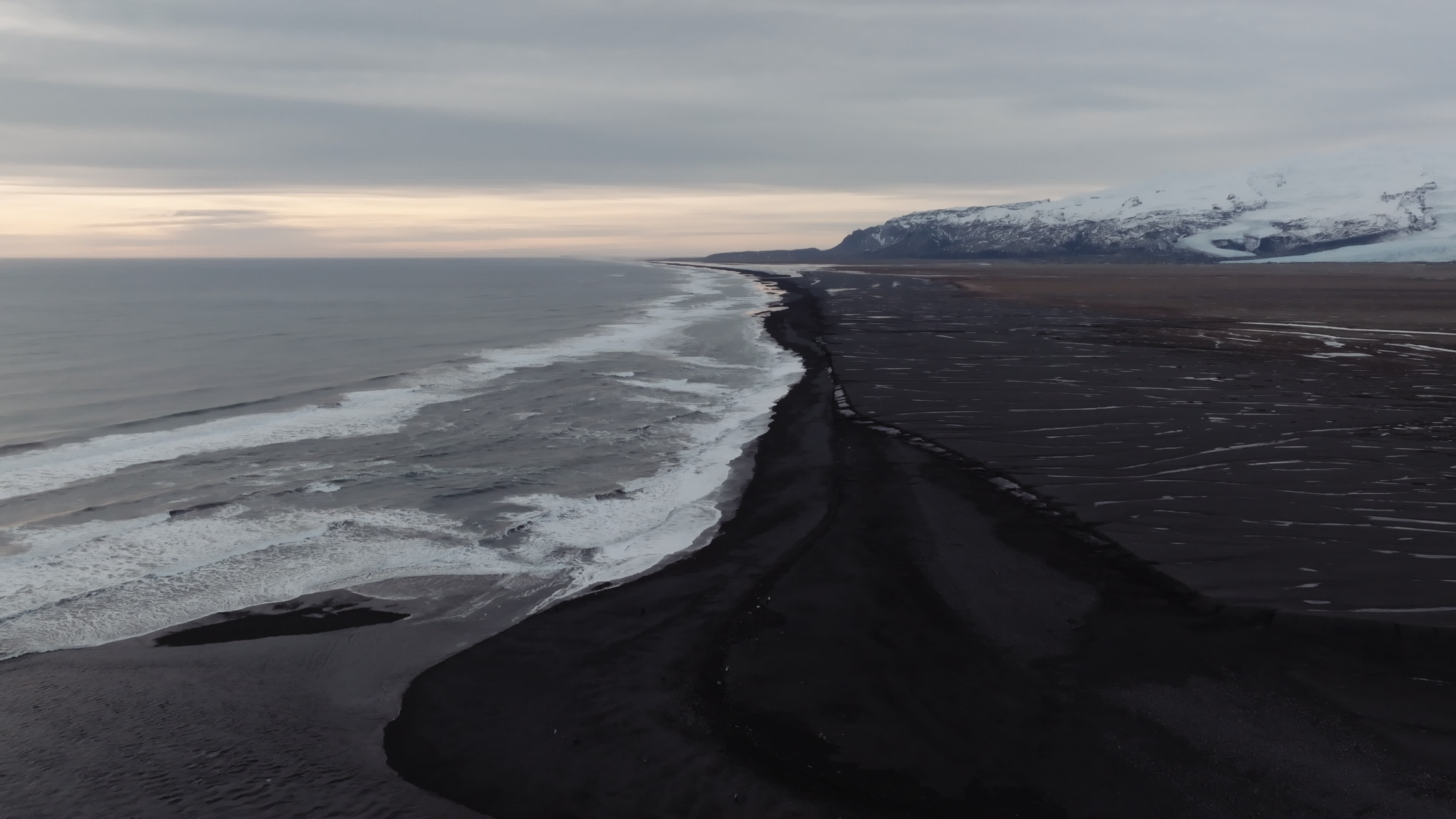 Drone View Of Diamond Beach, Iceland