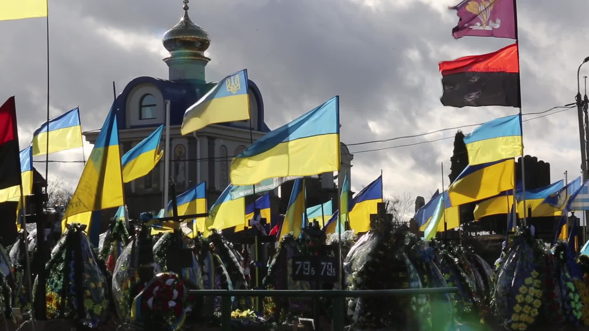 Cemetery of fallen soldiers in Kyiv, Ukraine