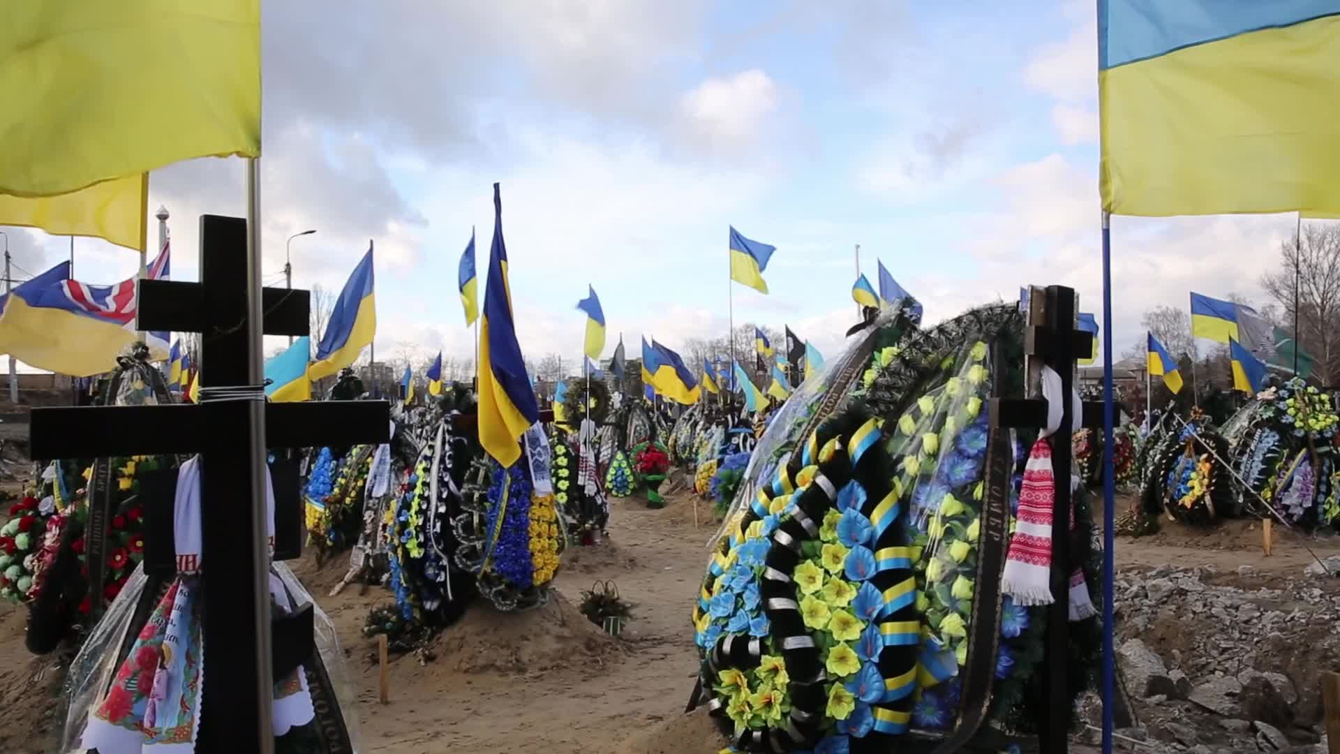 Cemetery of fallen soldiers in Kyiv, Ukraine