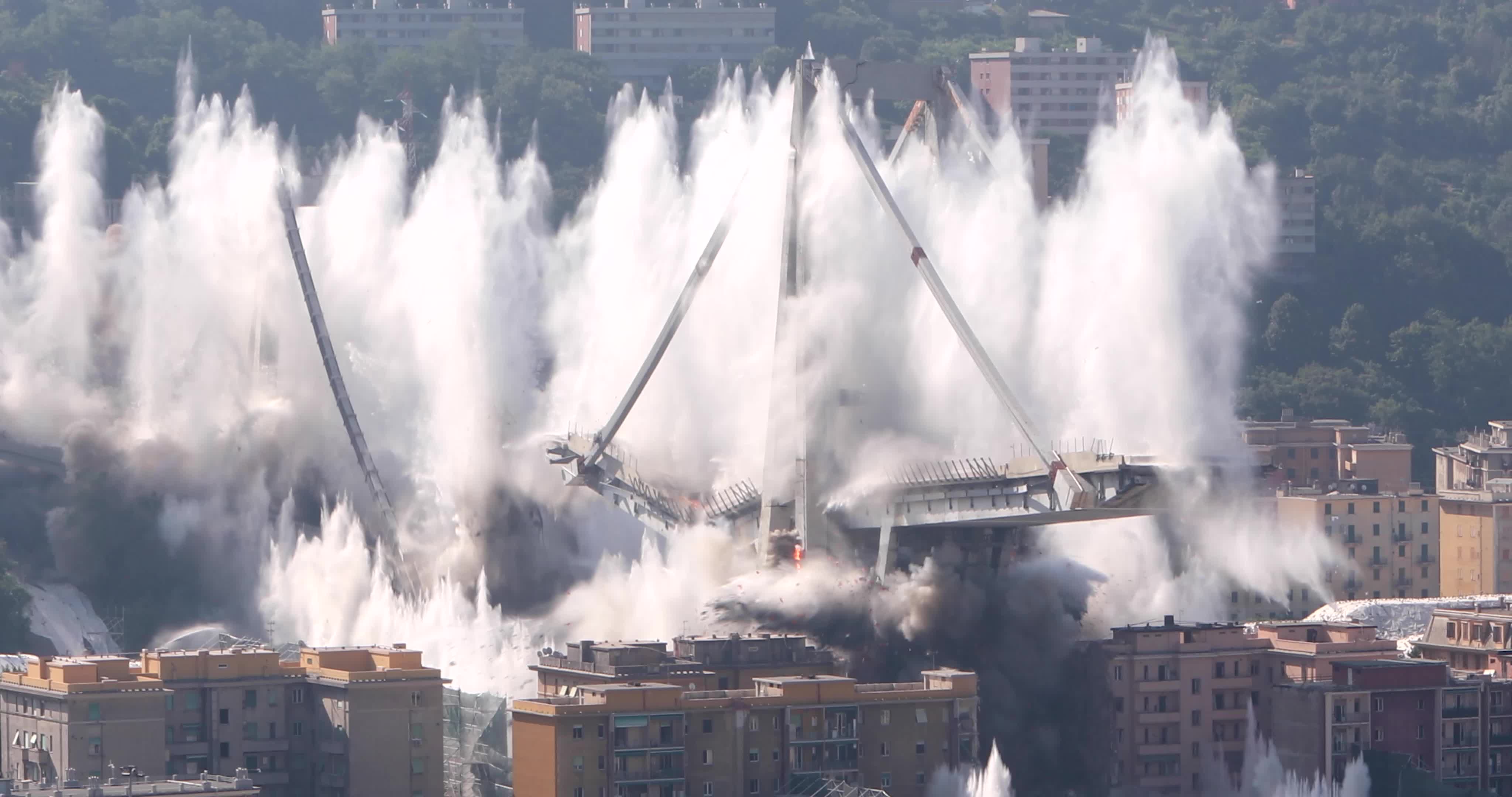 Demolition Of The Eastern Section Of The Morandi Viaduct