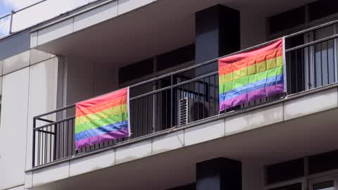 Pride flags at American embassy in Warsaw