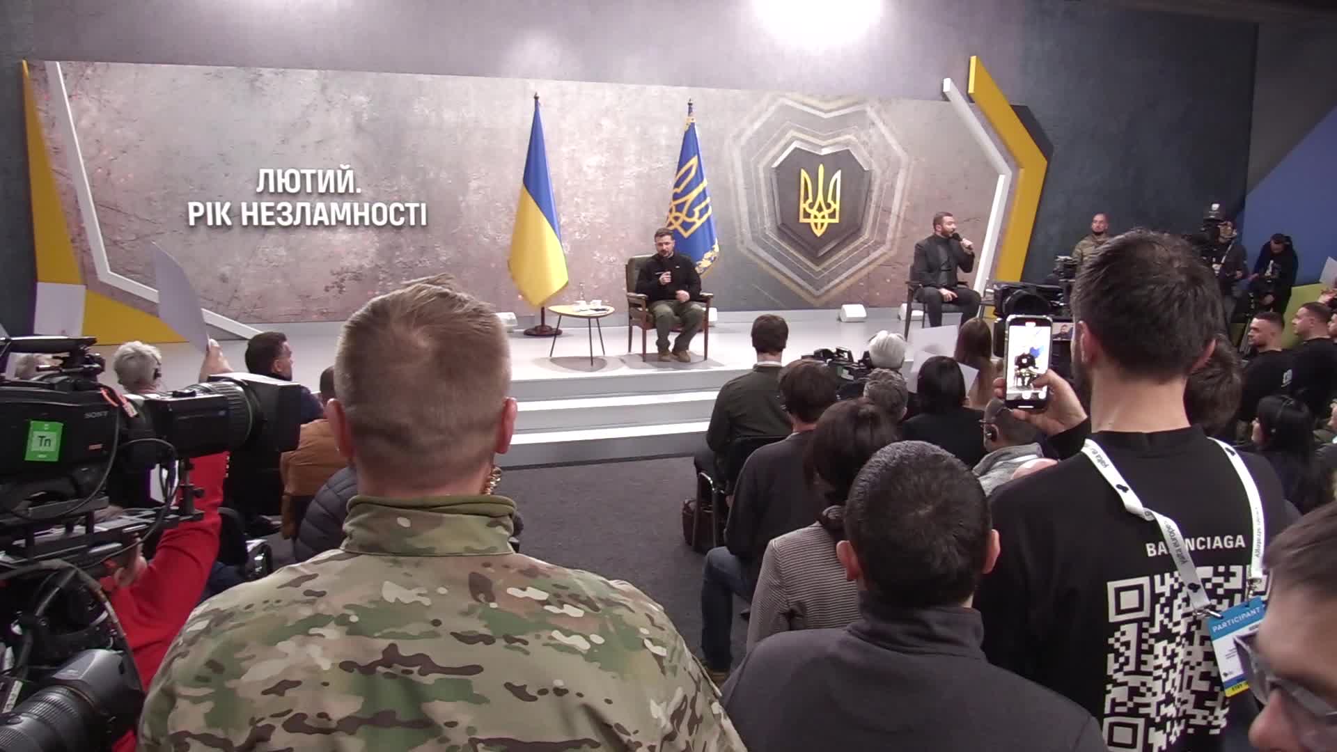 Ukrainian President Volodymyr Zelensky press conference in Kyiv, on the first year of the Russia's invasion on Ukraine